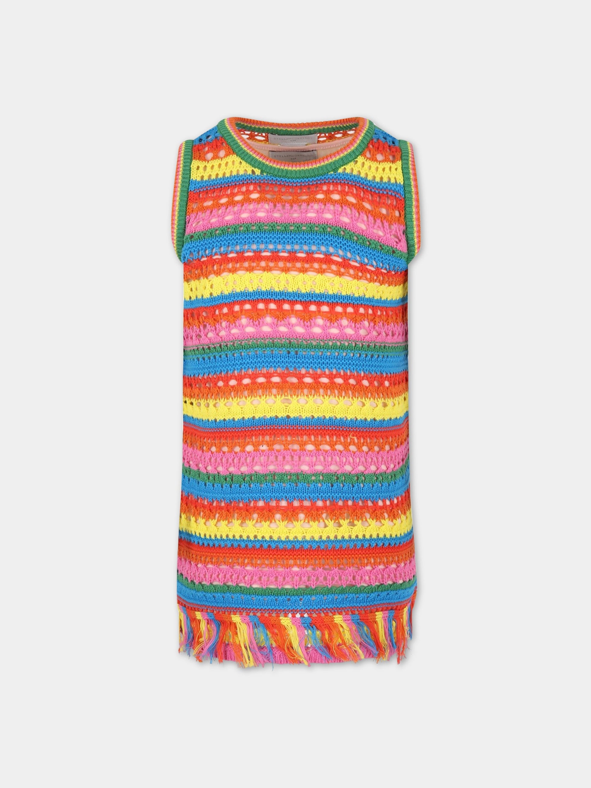 Vestito multicolor per bambina con frange,Stella Mccartney Kids,TS1C02 Z1146 999