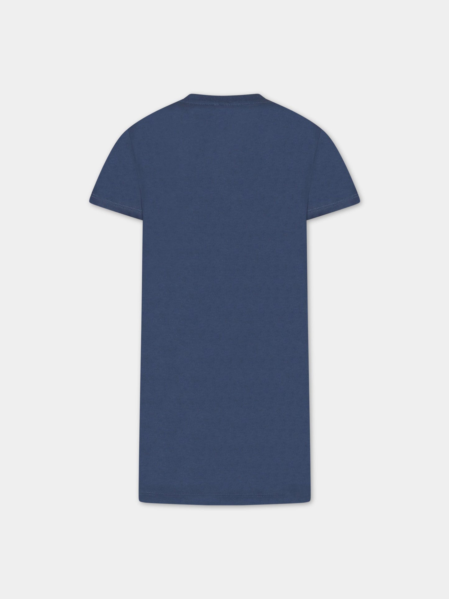 Vestito blu per bambina con stella bianca,Stella Mccartney Kids,TS1E01 Z0434 620