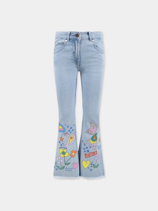 Jeans celesti per bambina con disegni,Stella Mccartney Kids,TS6A20 Z0153 604