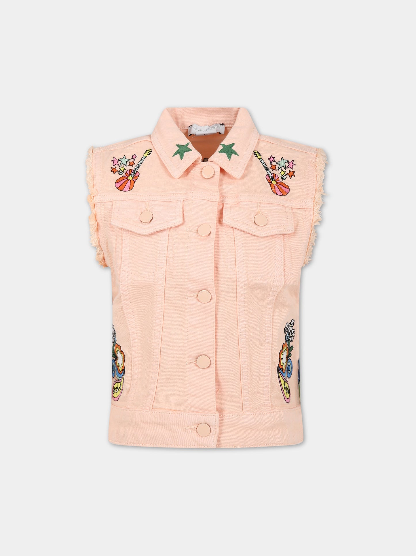 Gilet rosa per bambina con scritta  Our world is beatiful ,Stella Mccartney Kids,TS2A02 Z0156 504