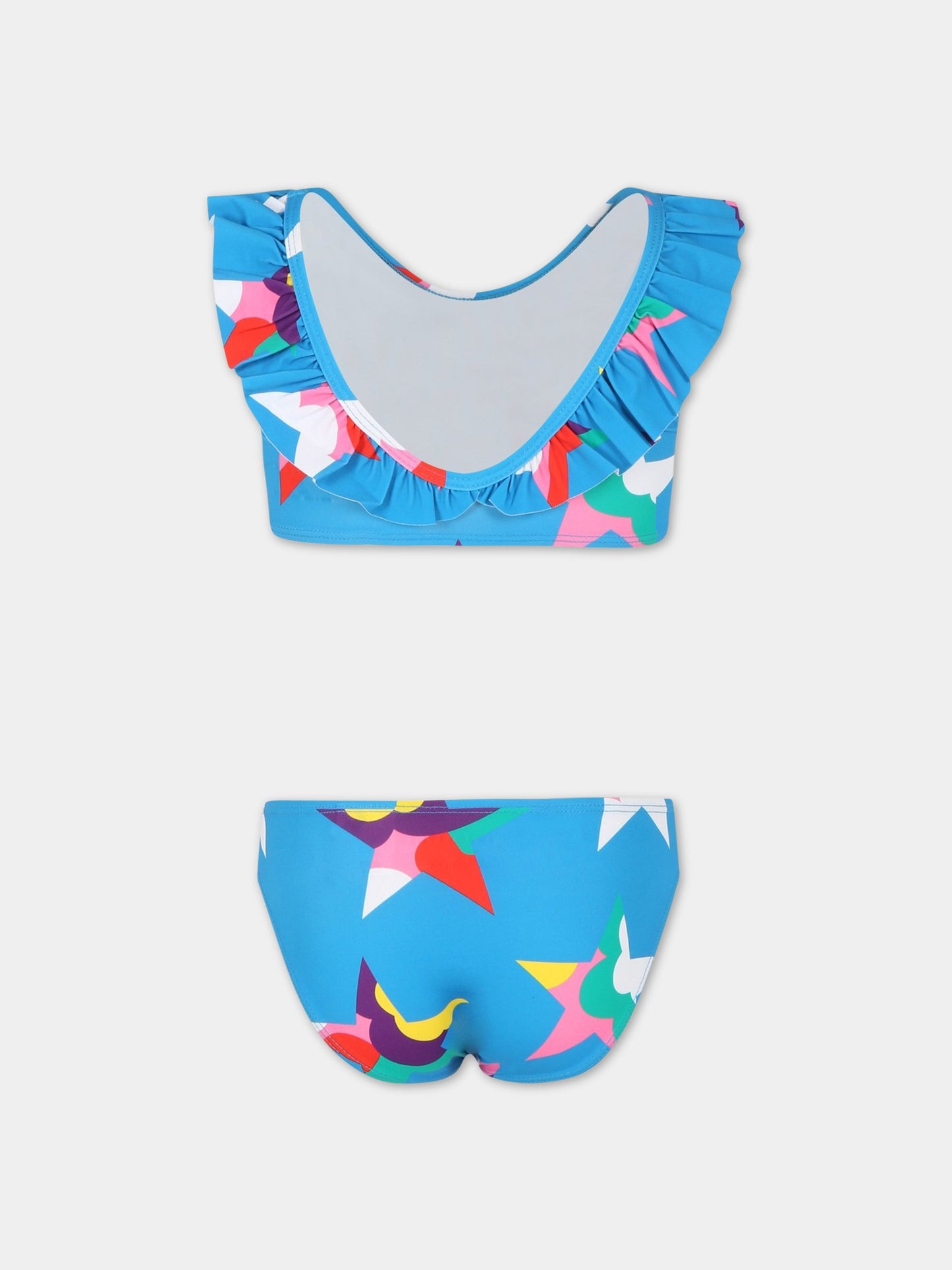 Light-blue bikini for girl with stars,Stella Mccartney Kids,TSCB05 Z0867 610MC