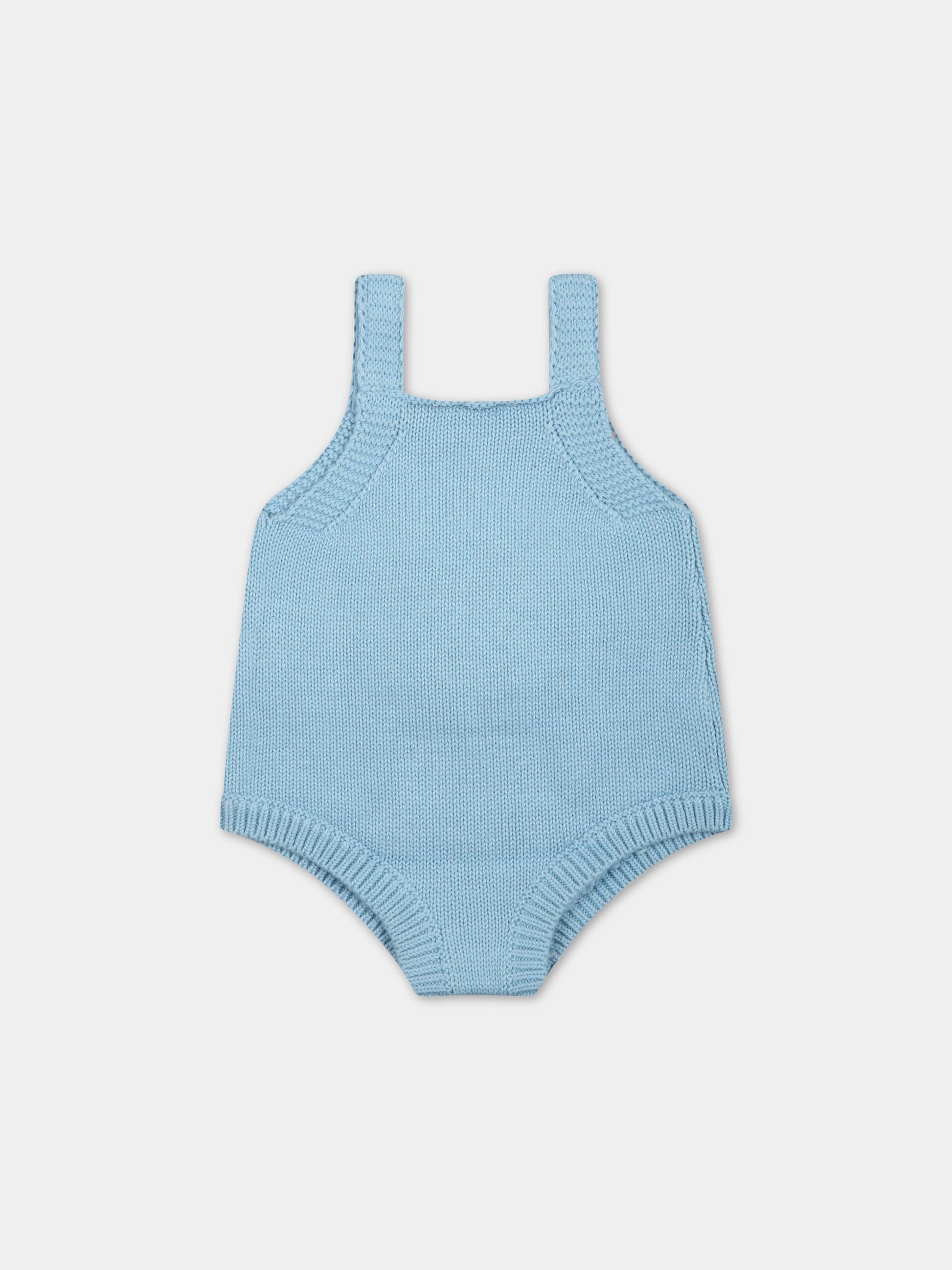 Body celeste per neonato con leone e patch logato,Stella Mccartney Kids,TSA582 Z1144 606