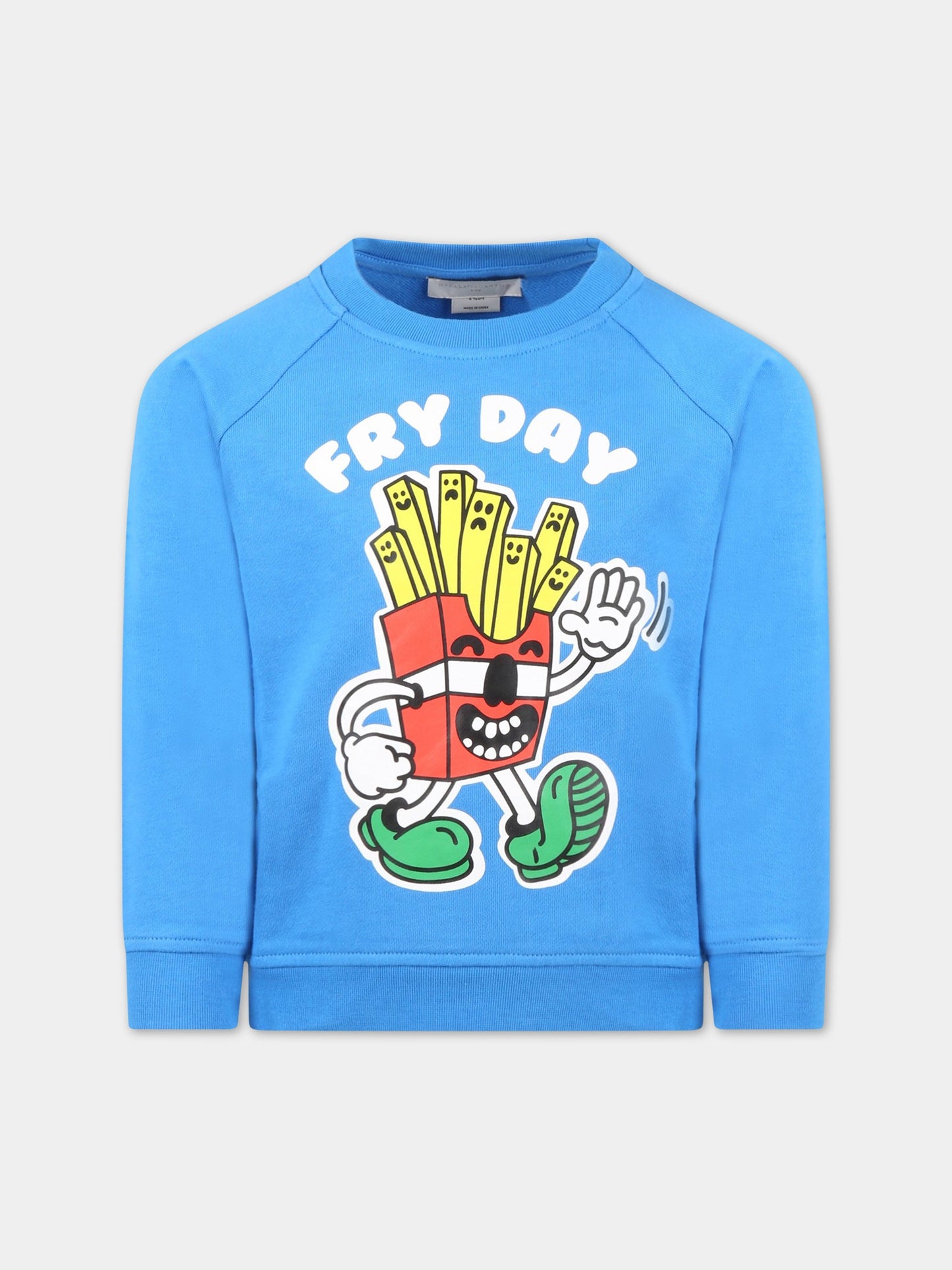 Felpa azzurra per bambino con patatine,Stella Mccartney Kids,TS4Q80 Z0499 611