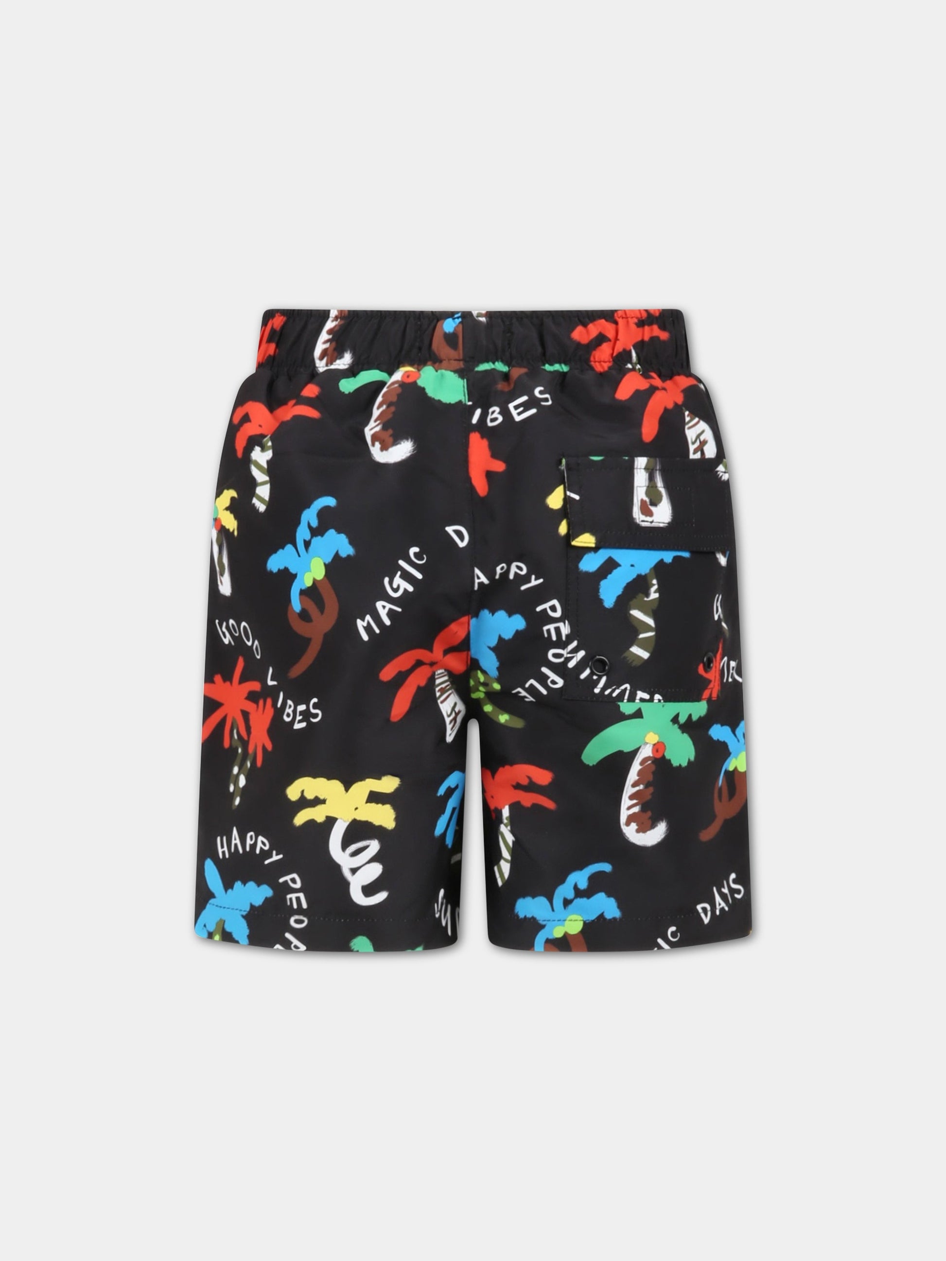 Boxer-mare neri per bambino con palme,Stella Mccartney Kids,TSCP39 Z0987 930MC