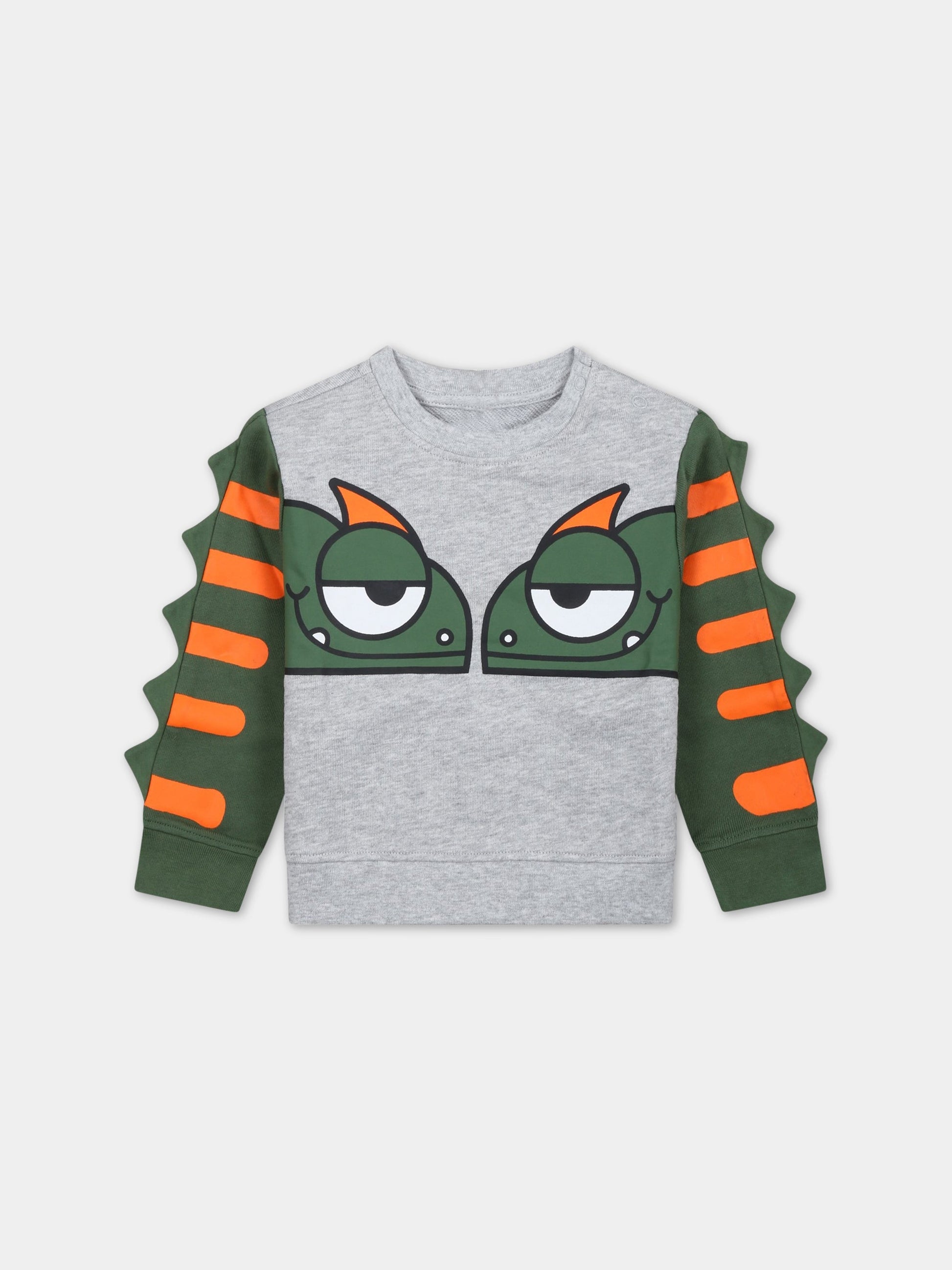 Felpa grigia per neonato con camaleonti,Stella Mccartney Kids,TS4550 Z0499 904