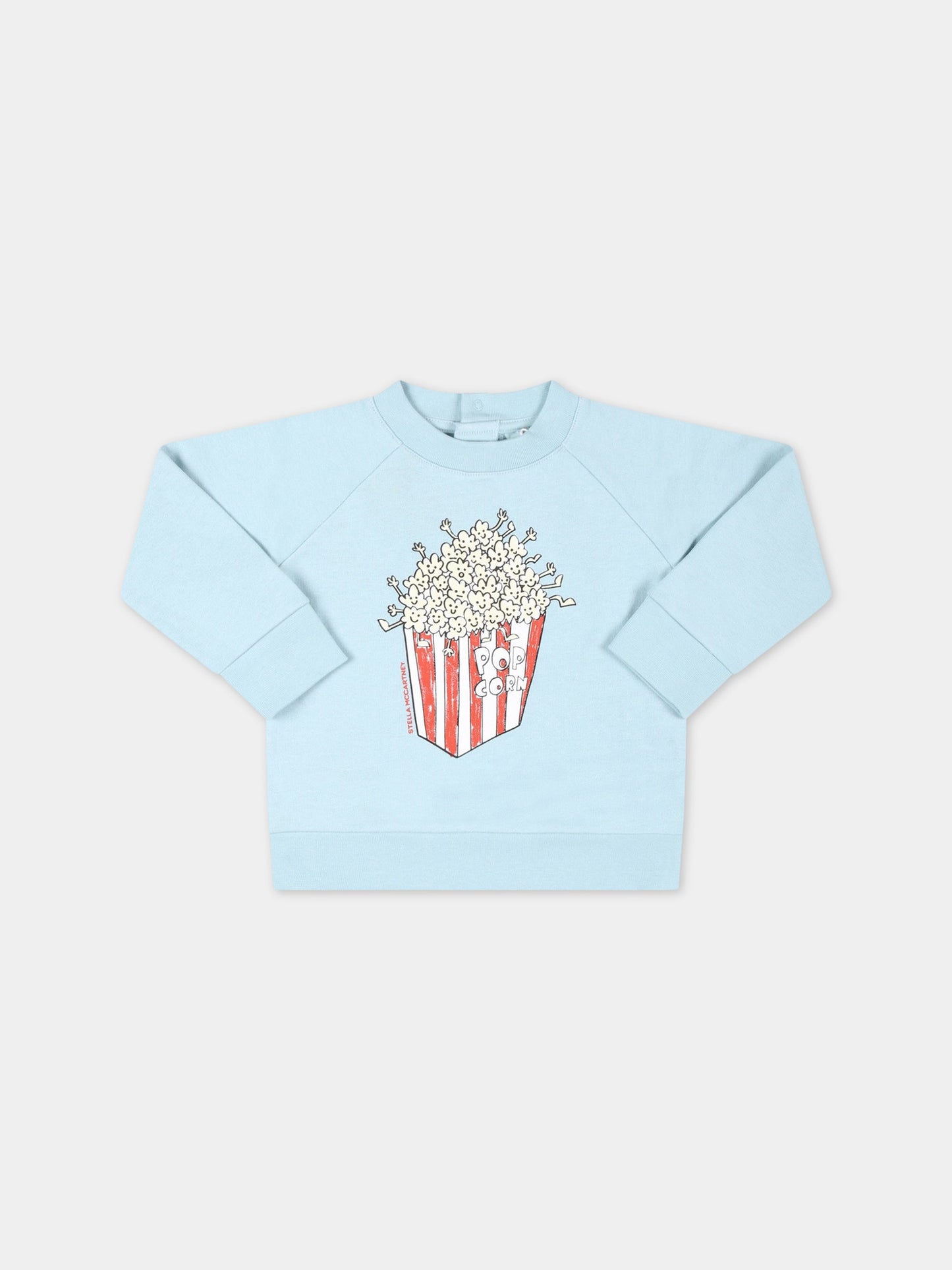 Felpa celeste per neonato con Pop Corn,Stella Mccartney Kids,TS4510 Z0499 607