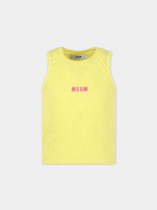 Canotta gialla per bambina con logo rosa,Msgm Kids,MS029483 020