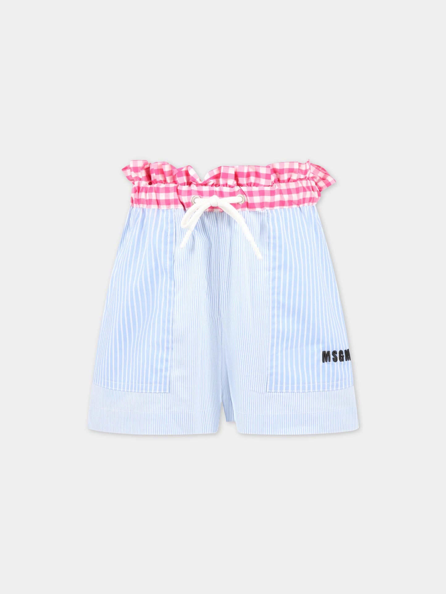 Shorts multicolor per bambina con logo nero,Msgm Kids,MS029431 200