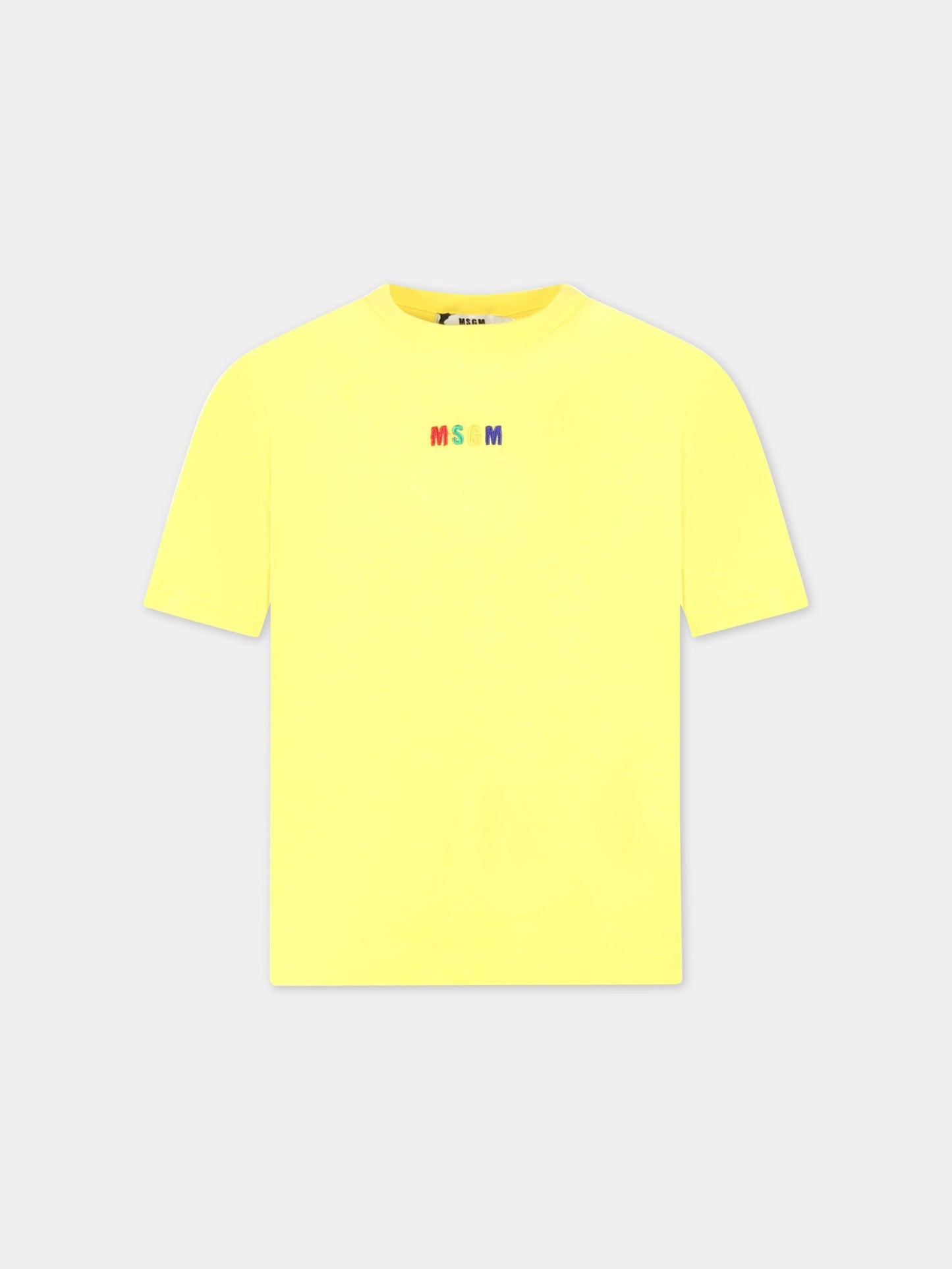 T-shirt gialla per bambini con logo multicolor,Msgm Kids,MS029319 020