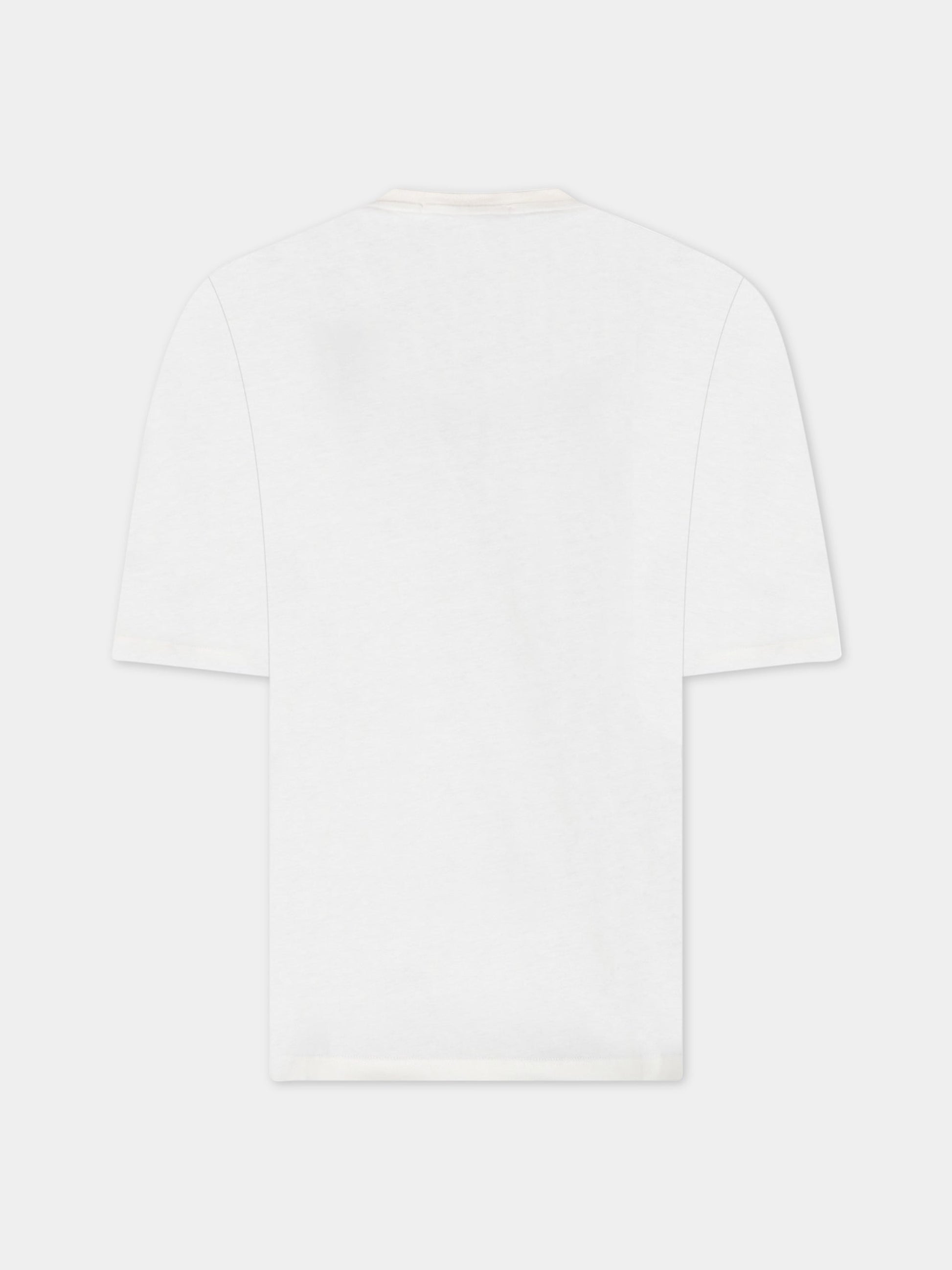 T-shirt avorio per bambini con logo nero,Msgm Kids,MS029372 013