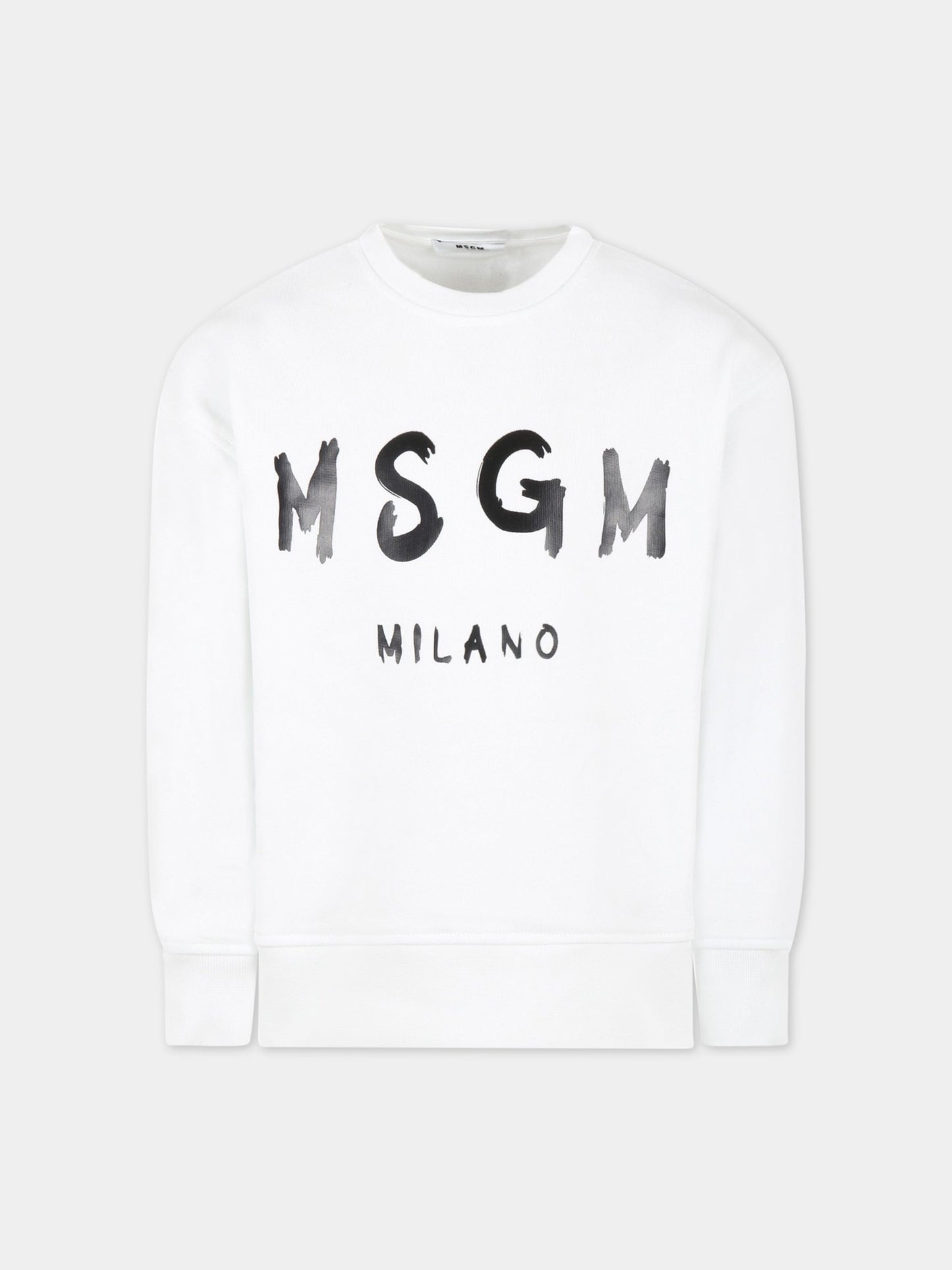 Felpa bianca per bambino con logo nero,Msgm Kids,MS029324 001