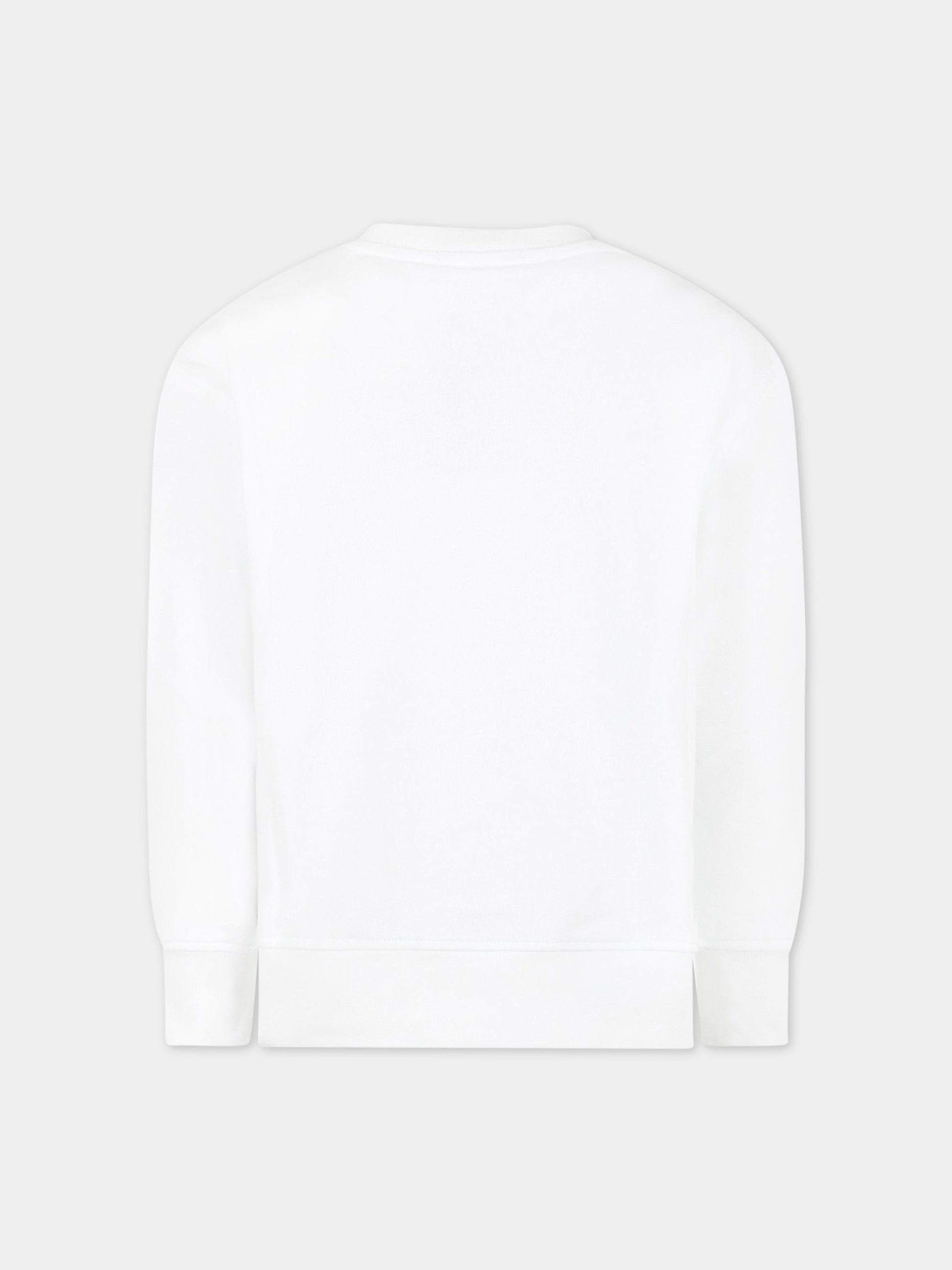 Felpa bianca per bambino con logo nero,Msgm Kids,MS029324 001