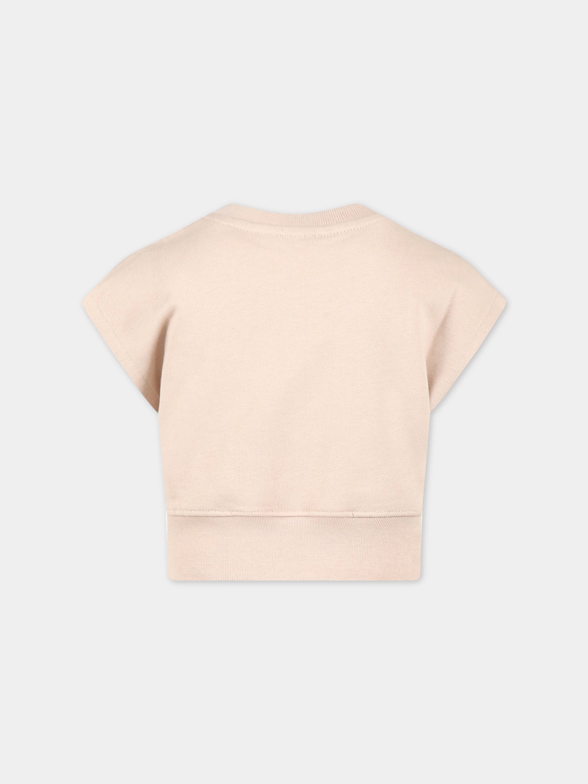 Felpa beige per bambino con logo bianco,Msgm Kids,MS029462 015