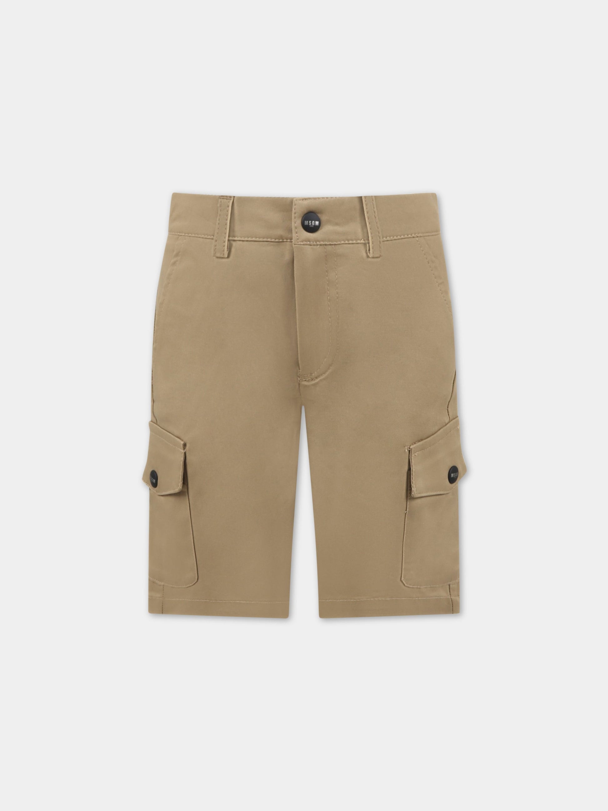 Bermuda beige per bambino con logo,Msgm Kids,MS029569 015