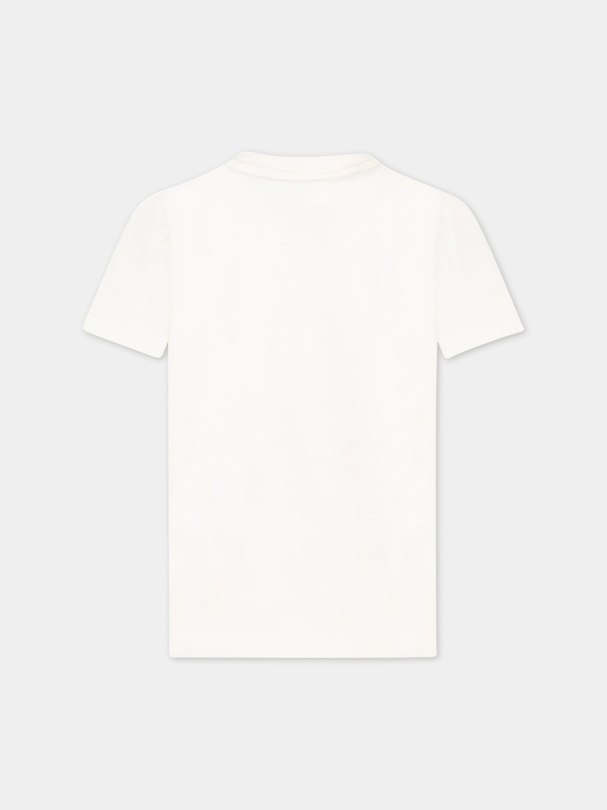 T-shirt avorio per bambini con logo nero,Msgm Kids,MS029501 013