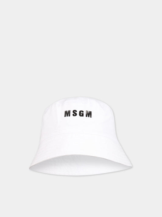 Cloche bianco per bambini con logo,Msgm Kids,MS029390 001