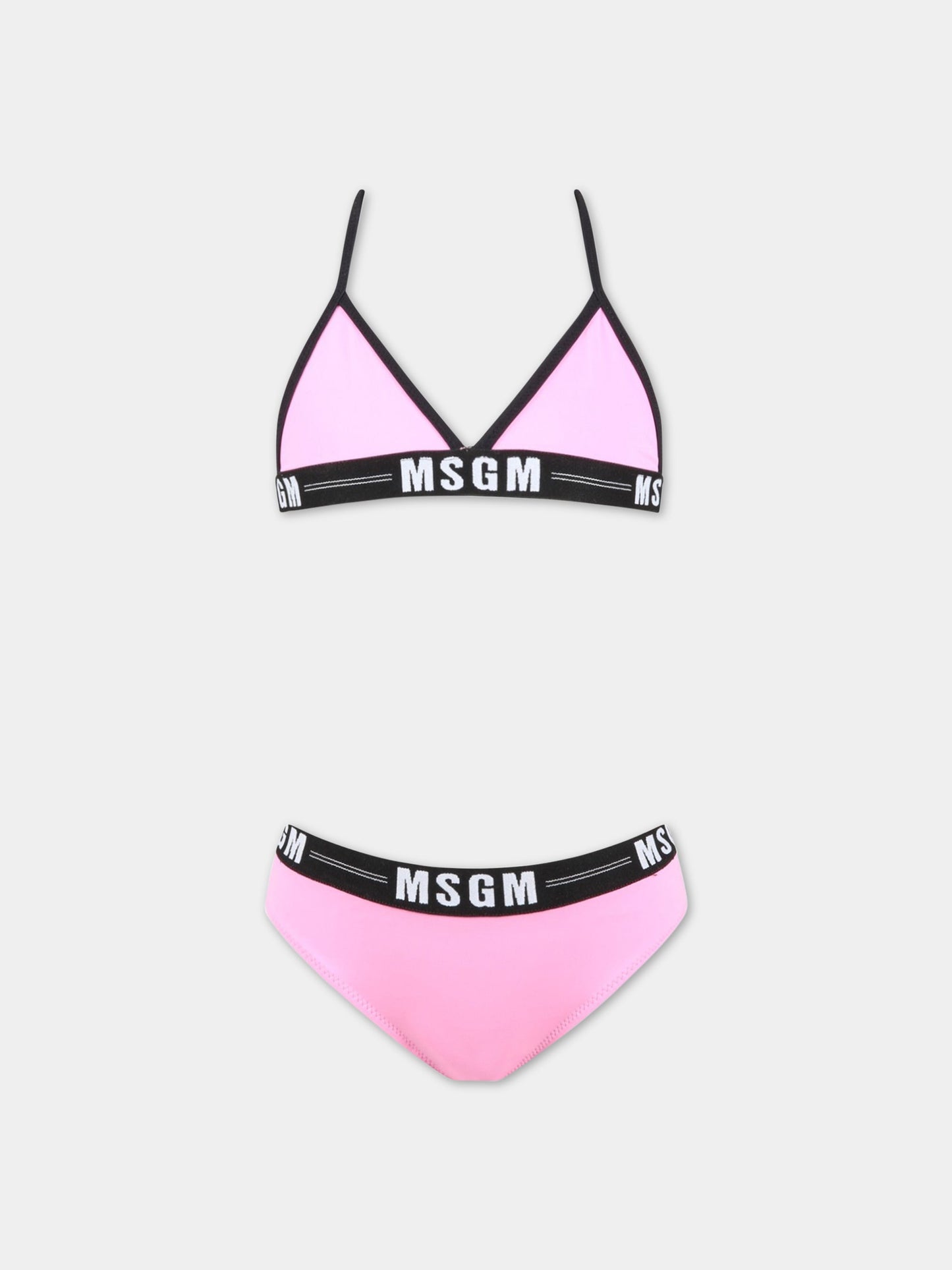 Bikini rosa per bambina con logo bianco,Msgm Kids,MS029344 042