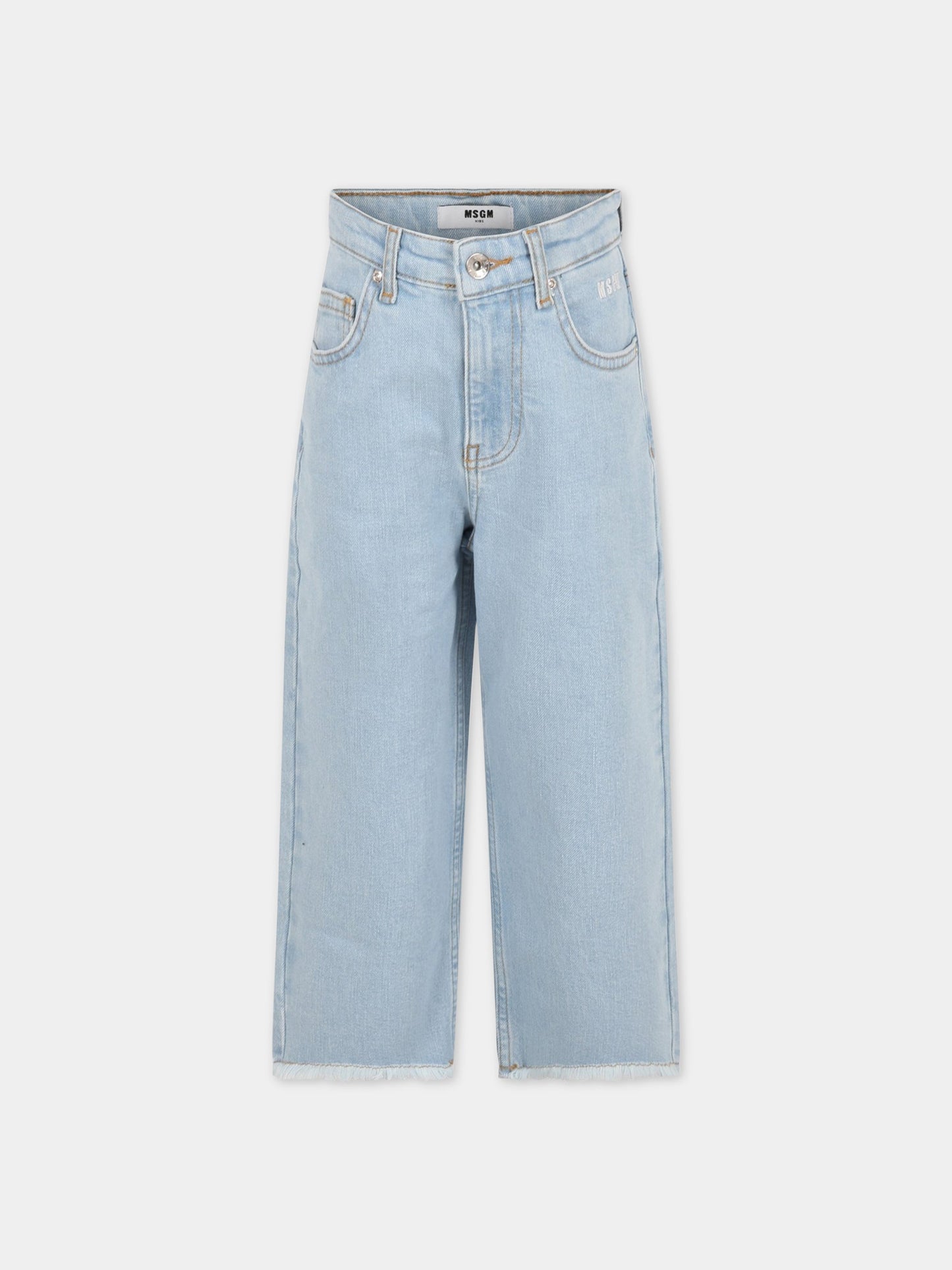 Jeans celesti per bambina con logo,Msgm Kids,MS029379 126