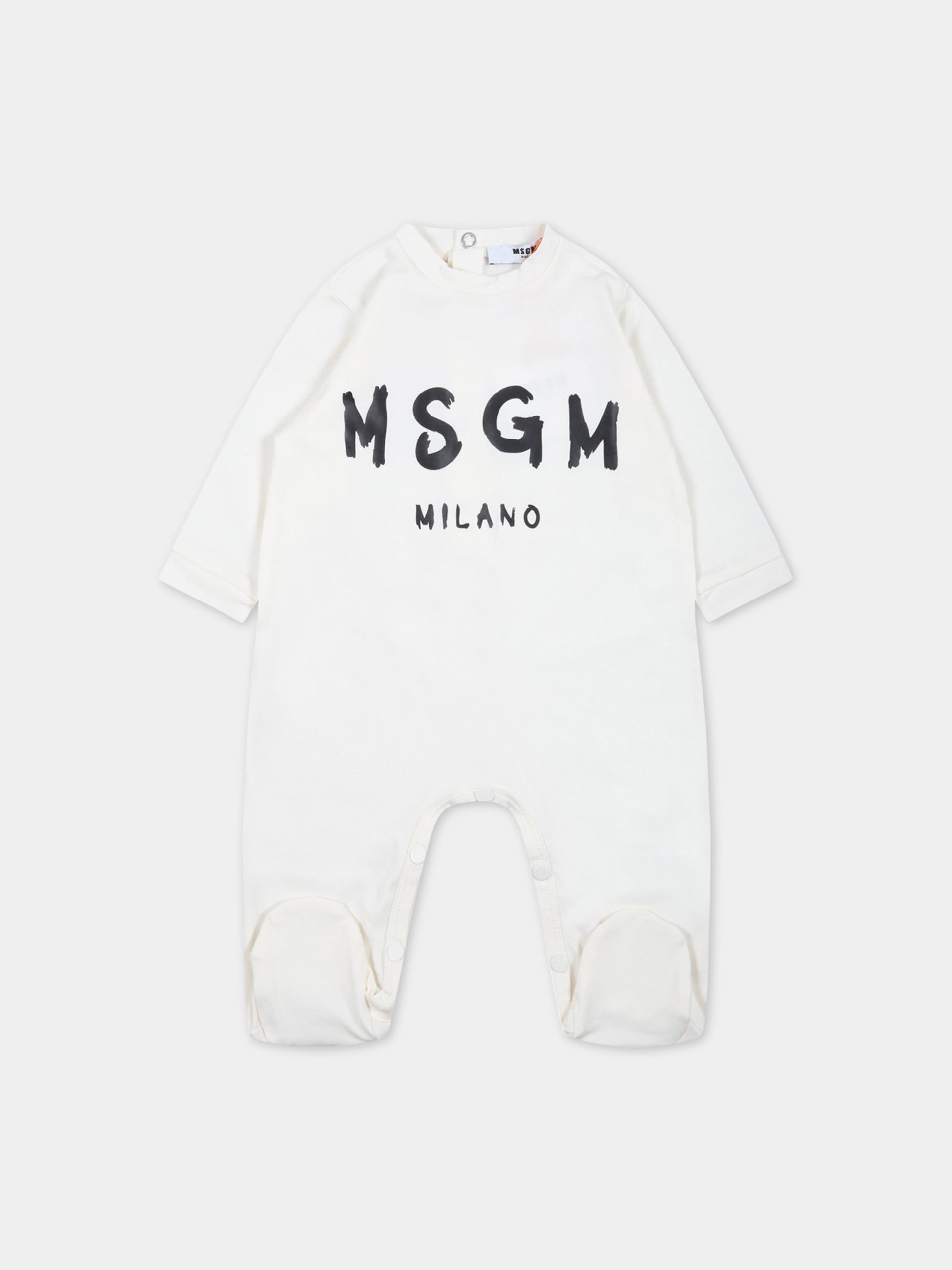 Set bianco per neonati con logo nero,Msgm Kids,MS029364 013