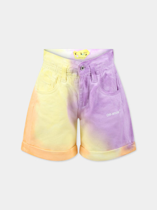 Shorts multicolor per bambina con logo,Off White,OGCB004S23FAB0018501