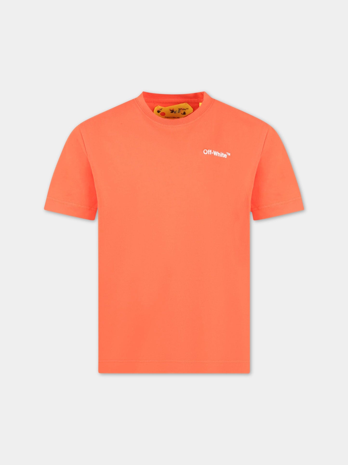 T-shirt arancione per bambino con logo bianco,Off White,OBAA002S23JER0012501