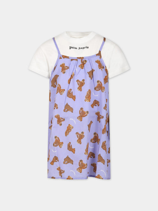 Completo multicolor per bambina con logo e stampa,Palm Angels,PGDB020S23FAB0010136