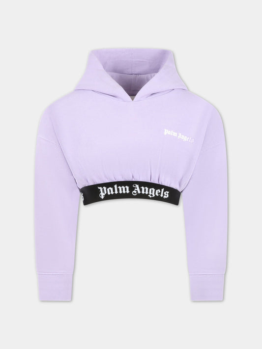 Felpa viola per bambina con logo,Palm Angels,PGBB006S23FLE0023601