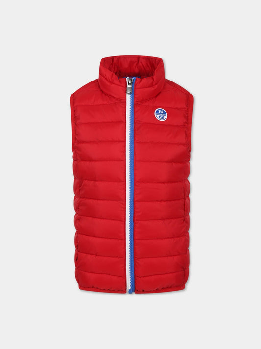 Gilet rosso per bambino con logo,North Sails,701897 000 0230