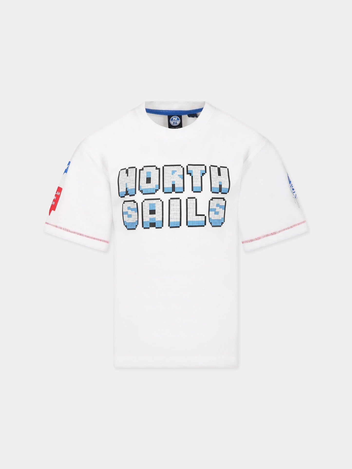T-shirt bianca per bambino con logo,North Sails,795056 000 C002
