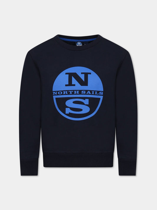 Felpa blu per bambino con logo azzurro,North Sails,794406 000 0802