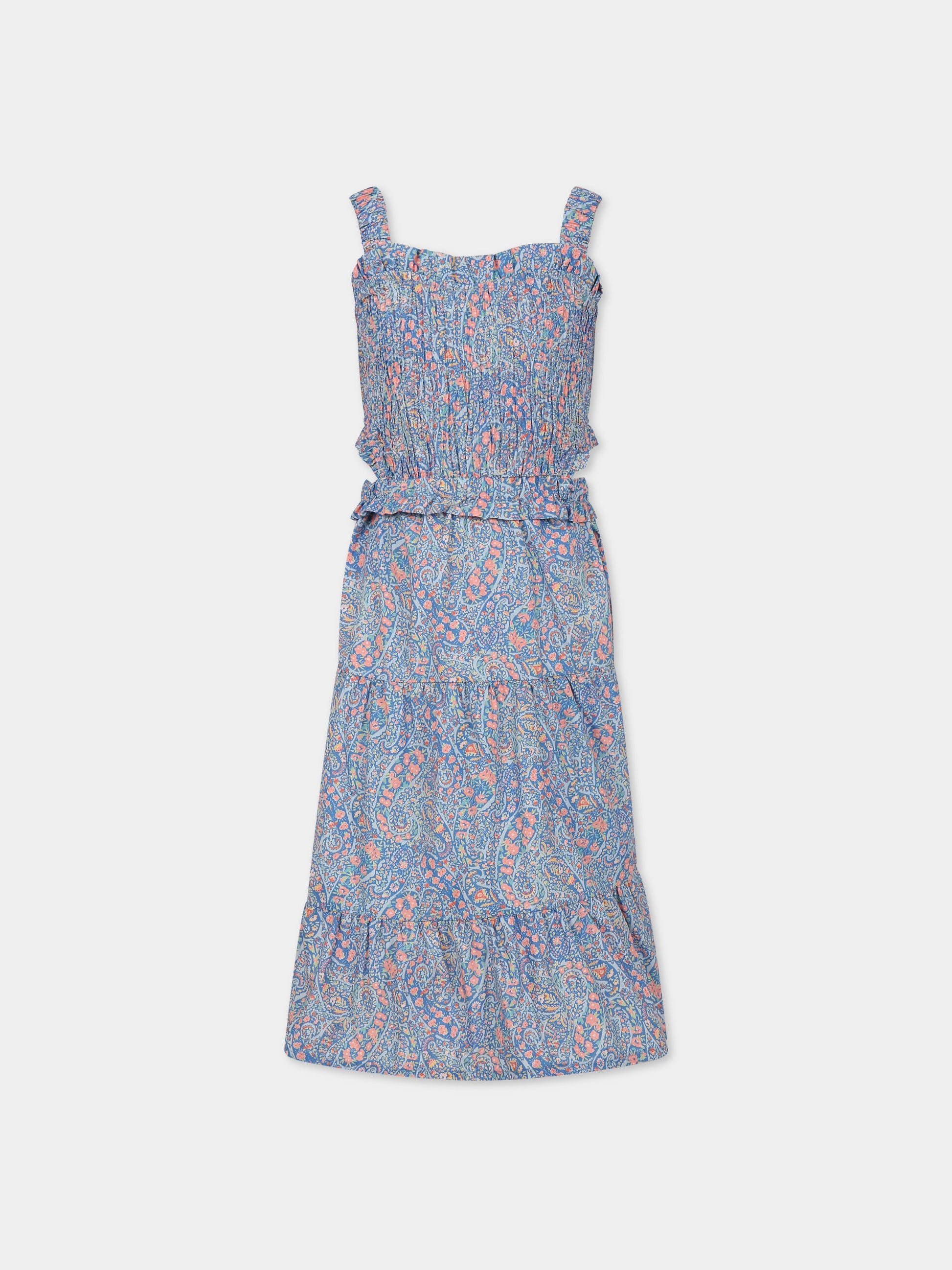 Vestito blu per bambina con stampa liberty  Bourton Bloom,The New Society,S23 K WV01 ALBERTINA
