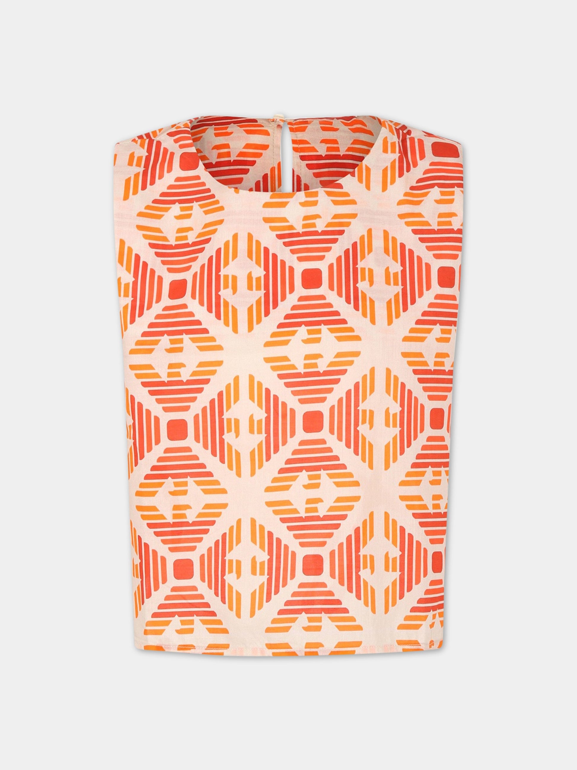 T-shirt avorio per bambina con logo,Armani Junior,3R3H02 1NS9Z F402