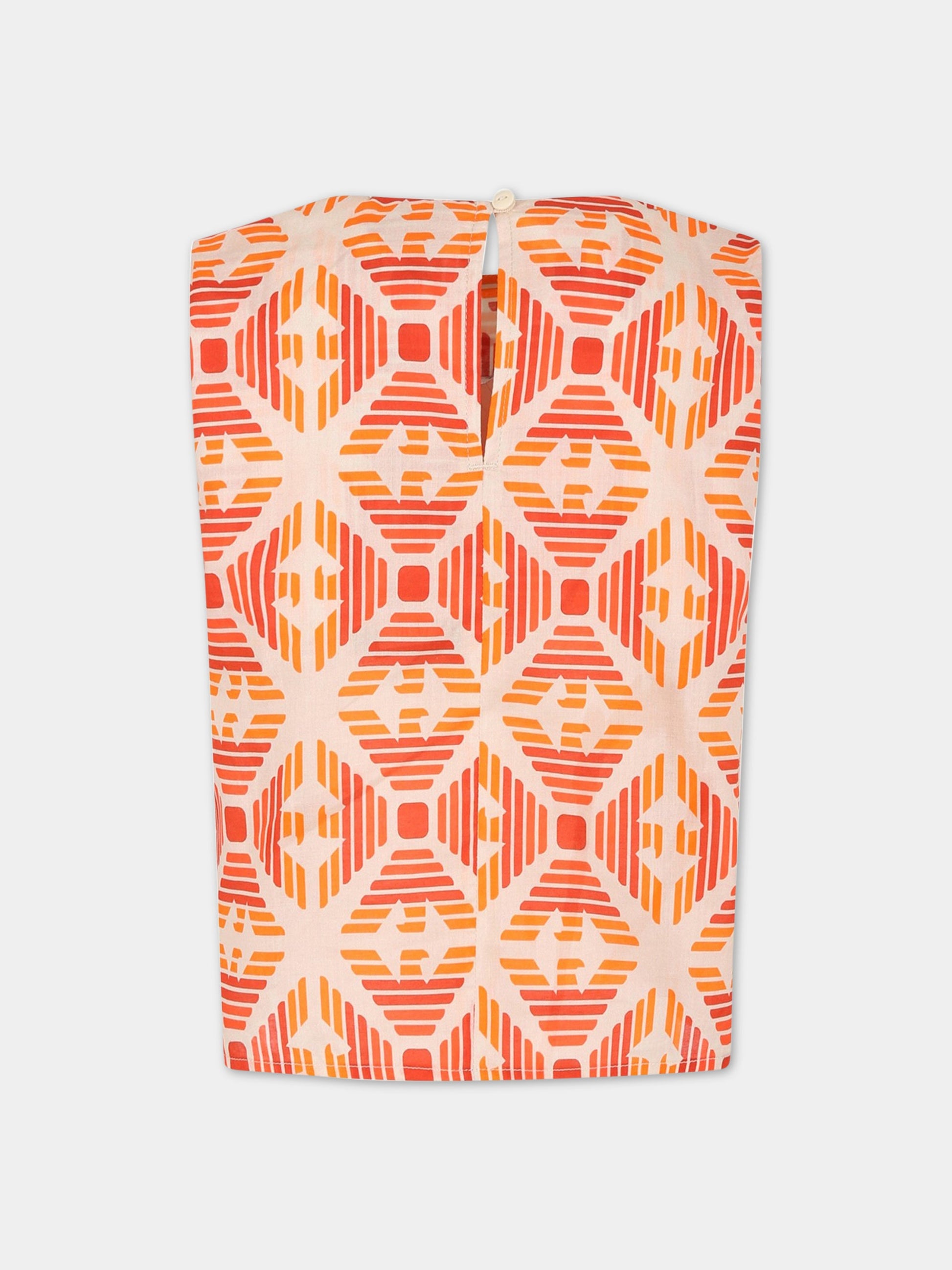 T-shirt avorio per bambina con logo,Armani Junior,3R3H02 1NS9Z F402