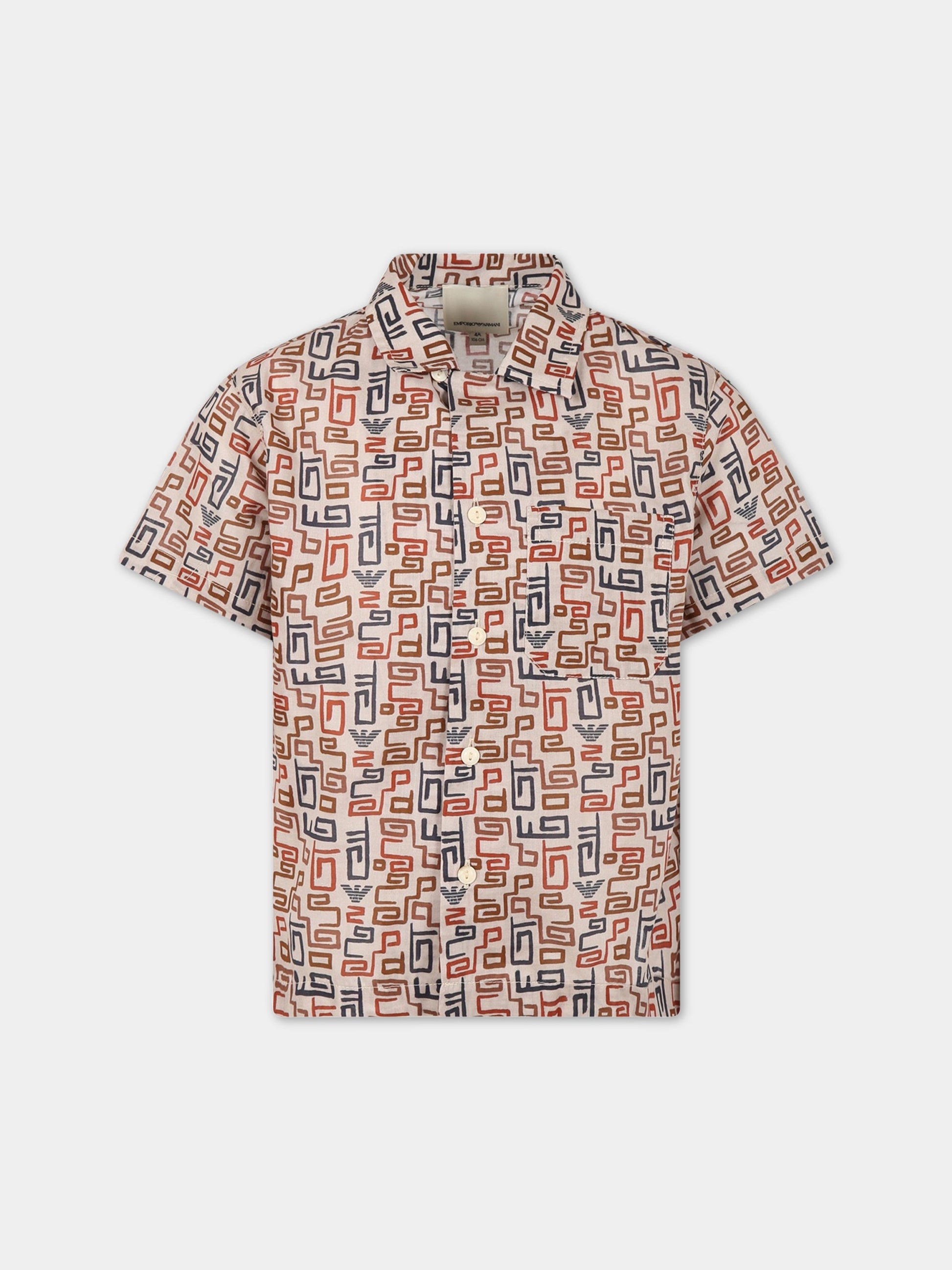 Camicia avorio per bambino con logo,Armani Junior,3R4C6D 1NS9Z F184