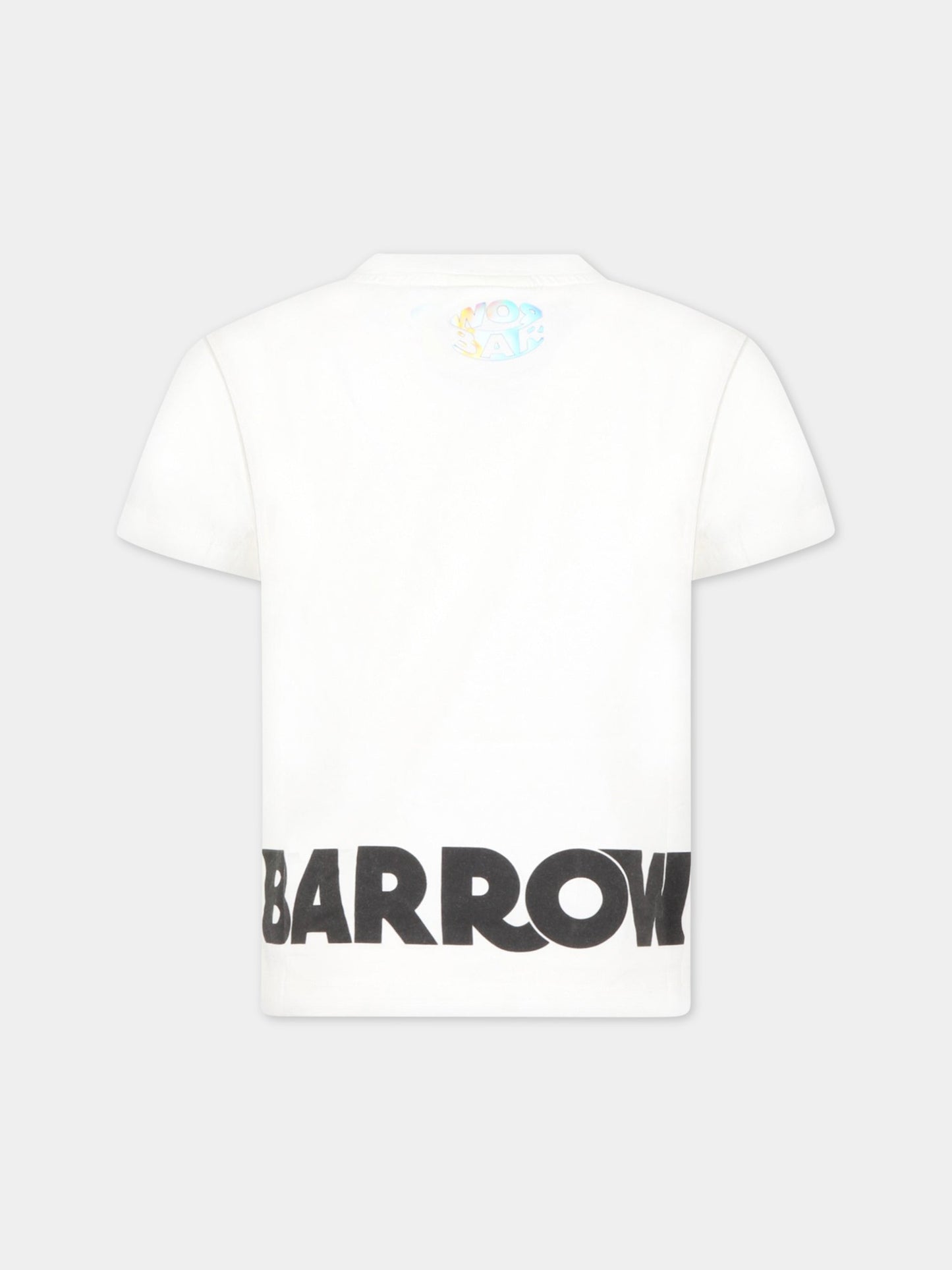 T-shirt bianca per bambino con logo nero,Barrow,033045 002