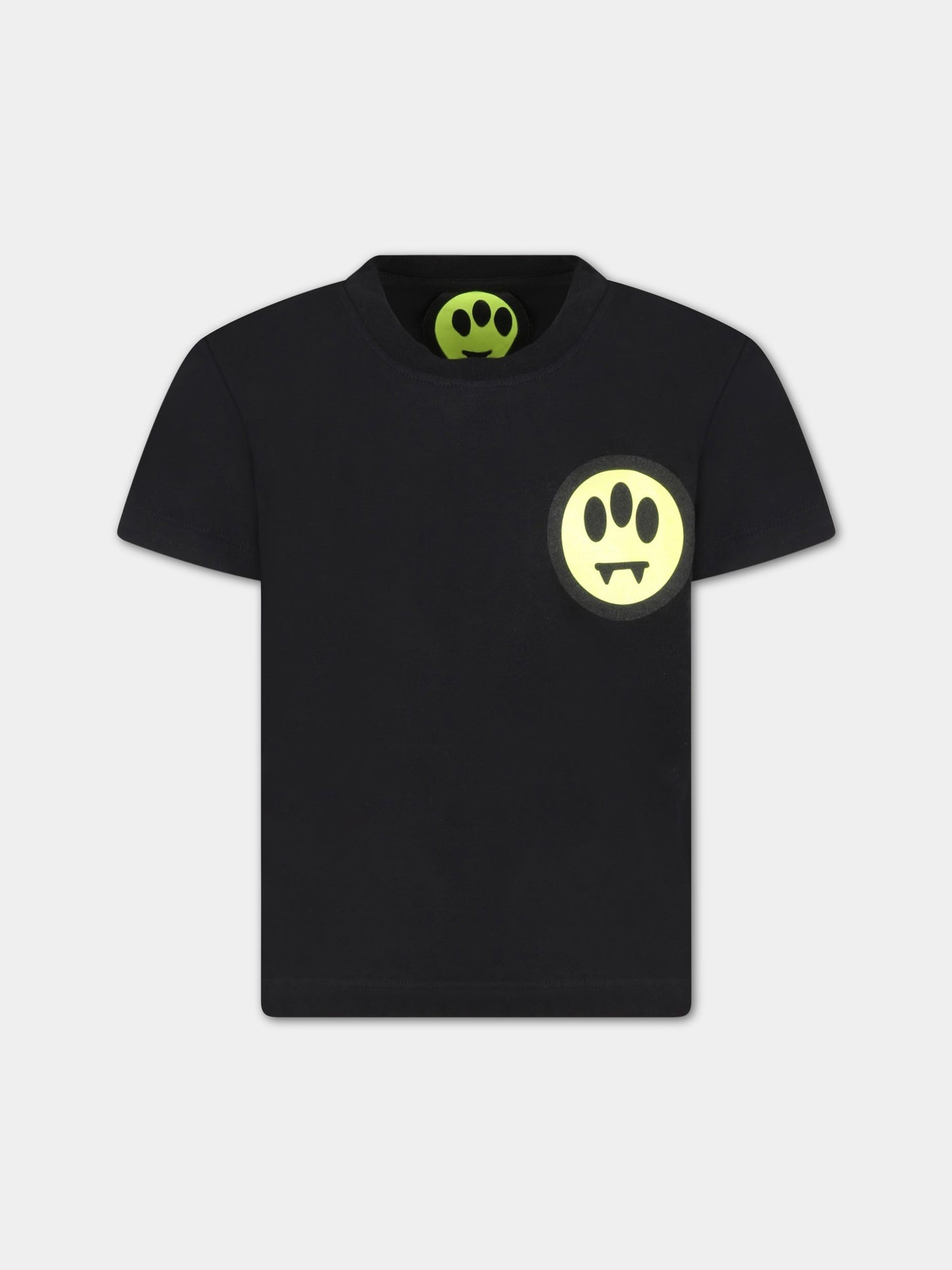 T-shirt nera per bambino con logo bianco,Barrow,033045 110