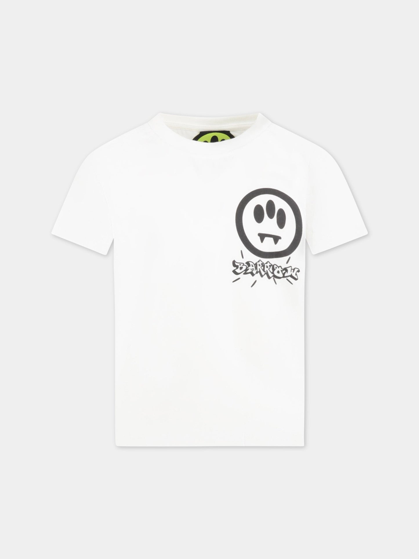 T-shirt bianca per bambino con smile e palme,Barrow,033097 002