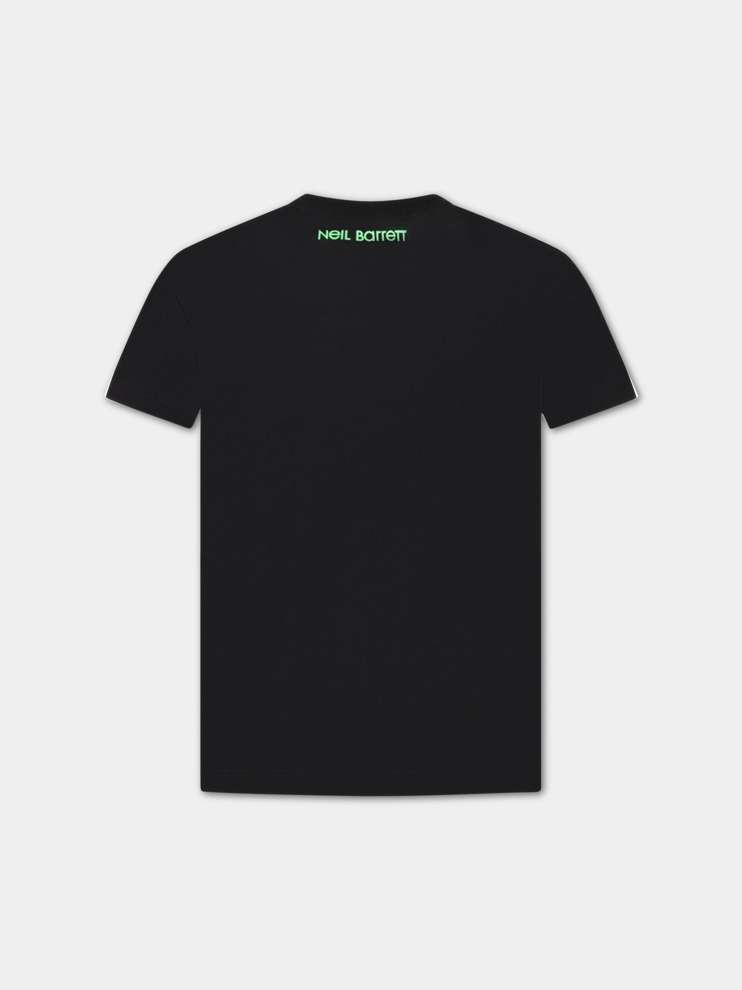 T-shirt nera per bambino con iconiche saette,Neil Barrett Kids,033623 110/48