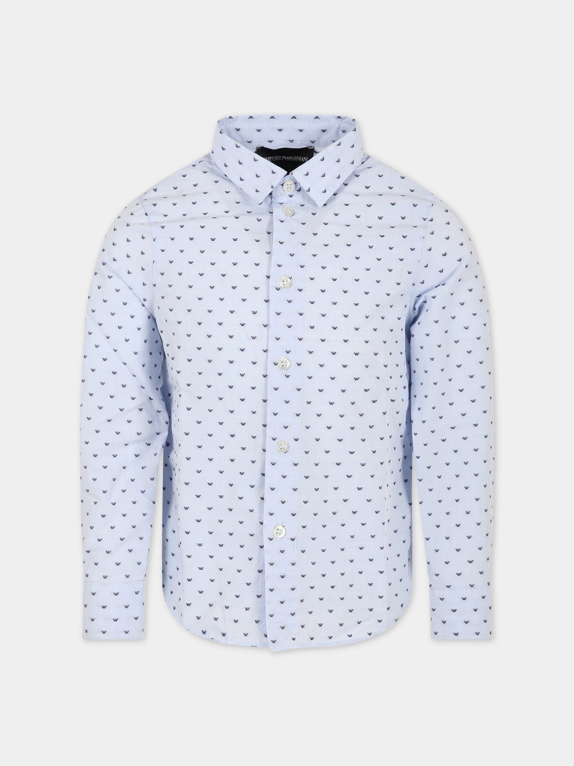 Camicia celeste per bambino con iconici aquilotti,Armani Junior,3R4C86 1K0BZ F747
