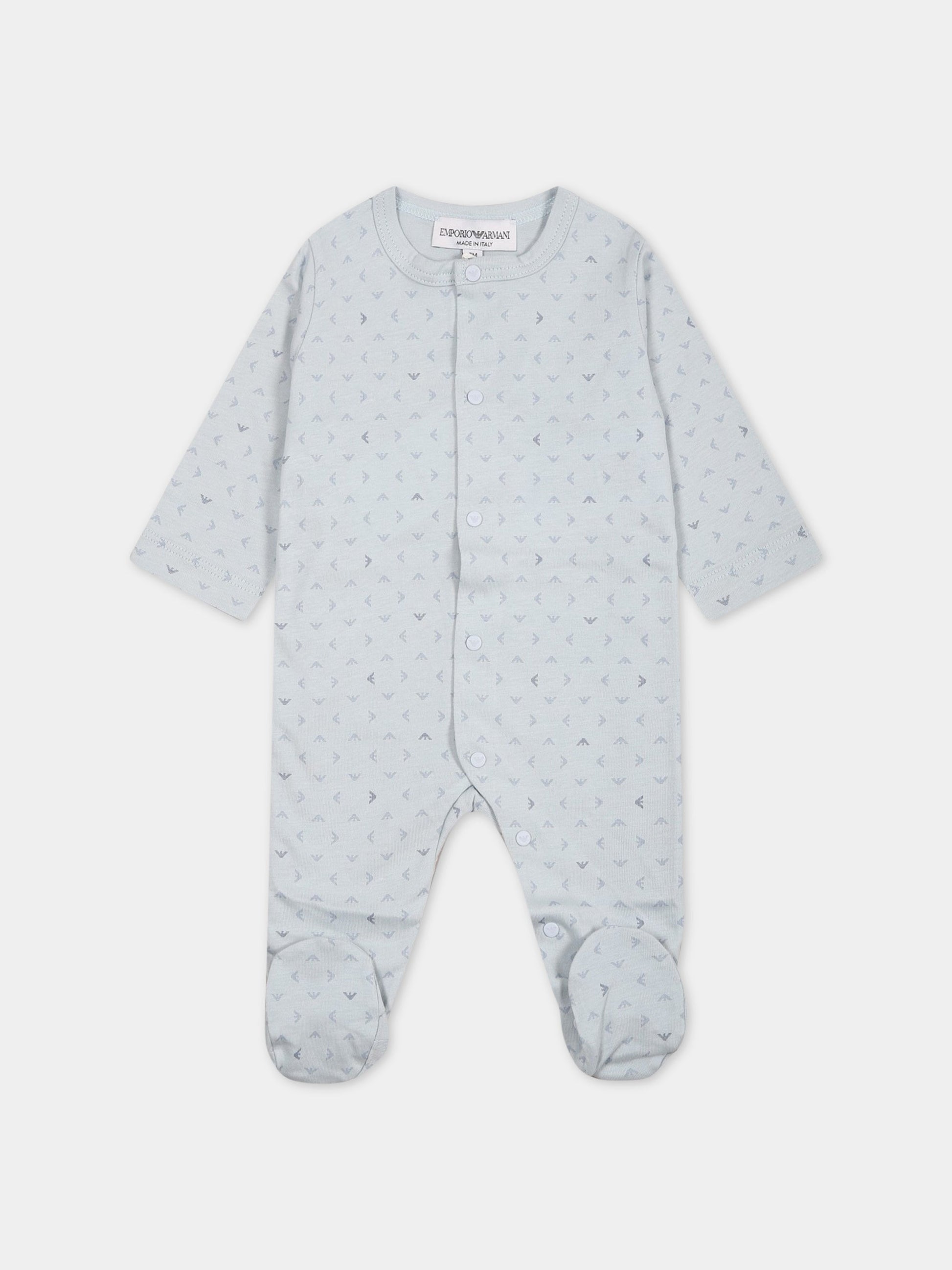 Set per neonato celeste con logo,Armani Junior,8NNV47 NJ05Z F705