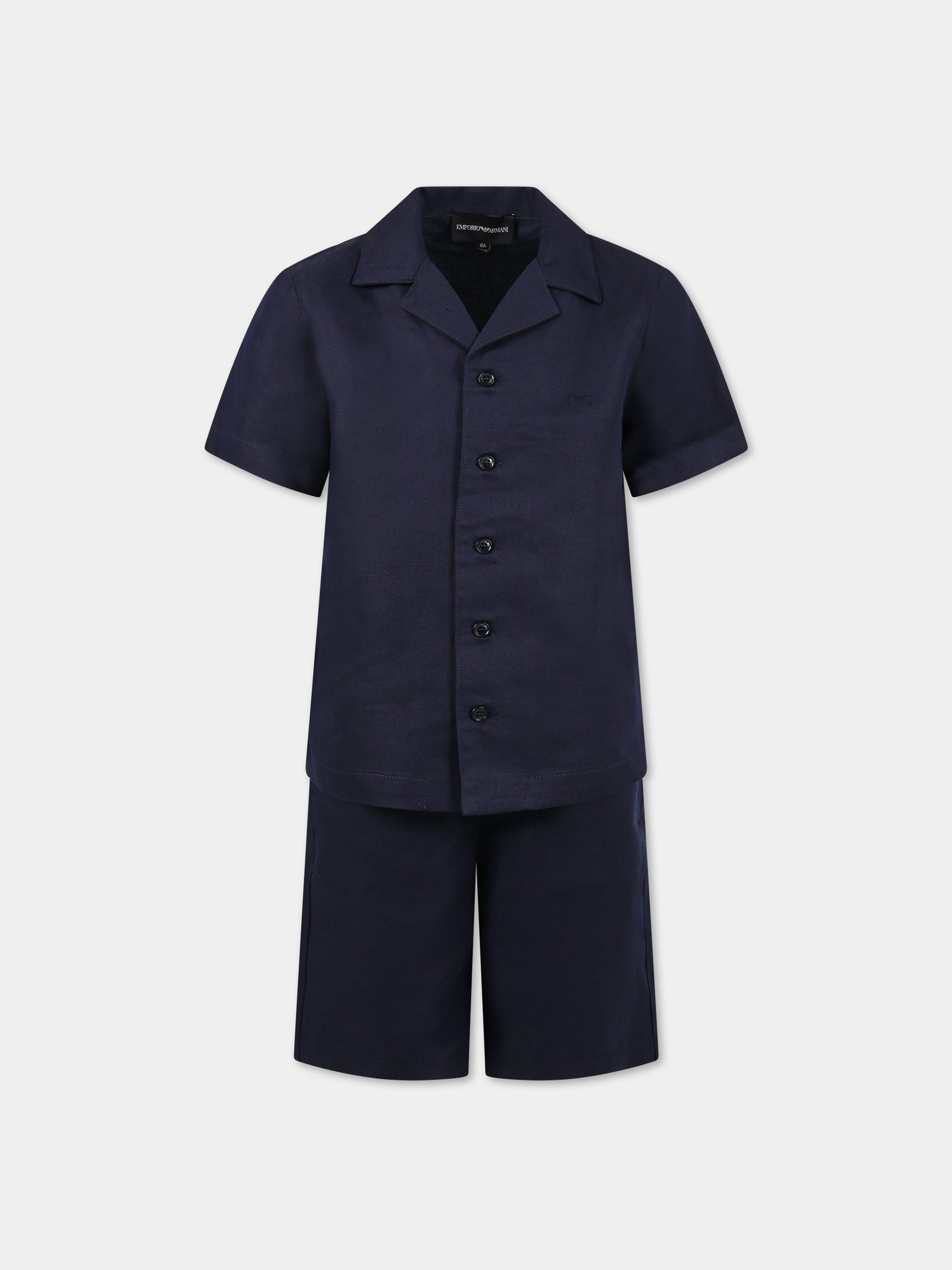 Completo blu per bambino con logo e iconico aquilotto,Armani Junior,3R4VJ4 4N7RZ 09J5