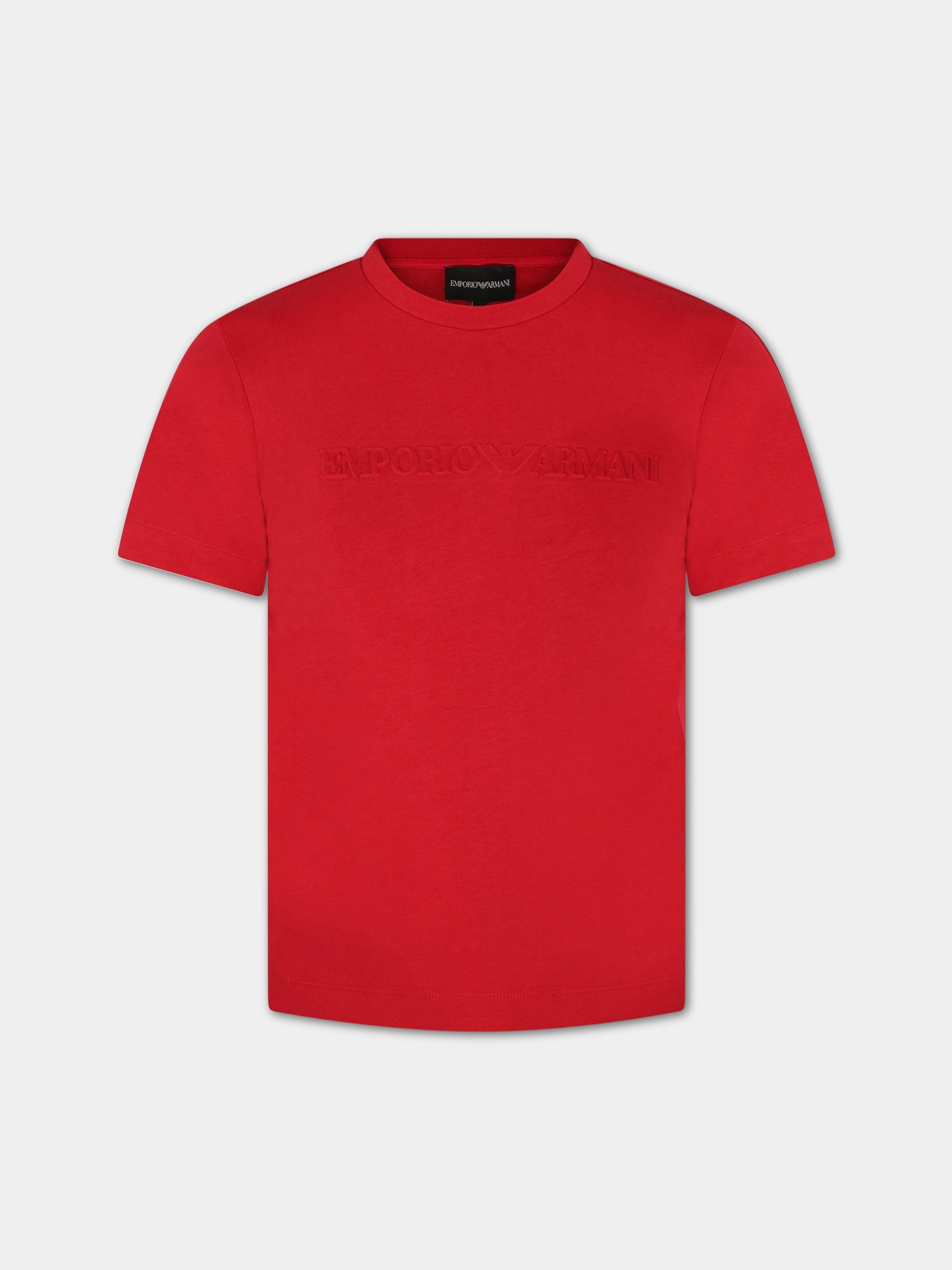 T-shirt rossa per bambino con logo,Armani Junior,3R4TJM 1JWZZ 0357