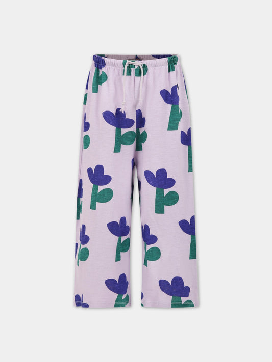 Pantaloni viola per bambina con logo,Bobo Choses,123AC084