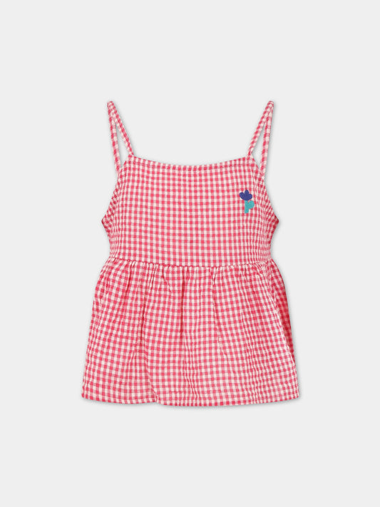 T-shirt rosso per bambina con logo,Bobo Choses,123AC101