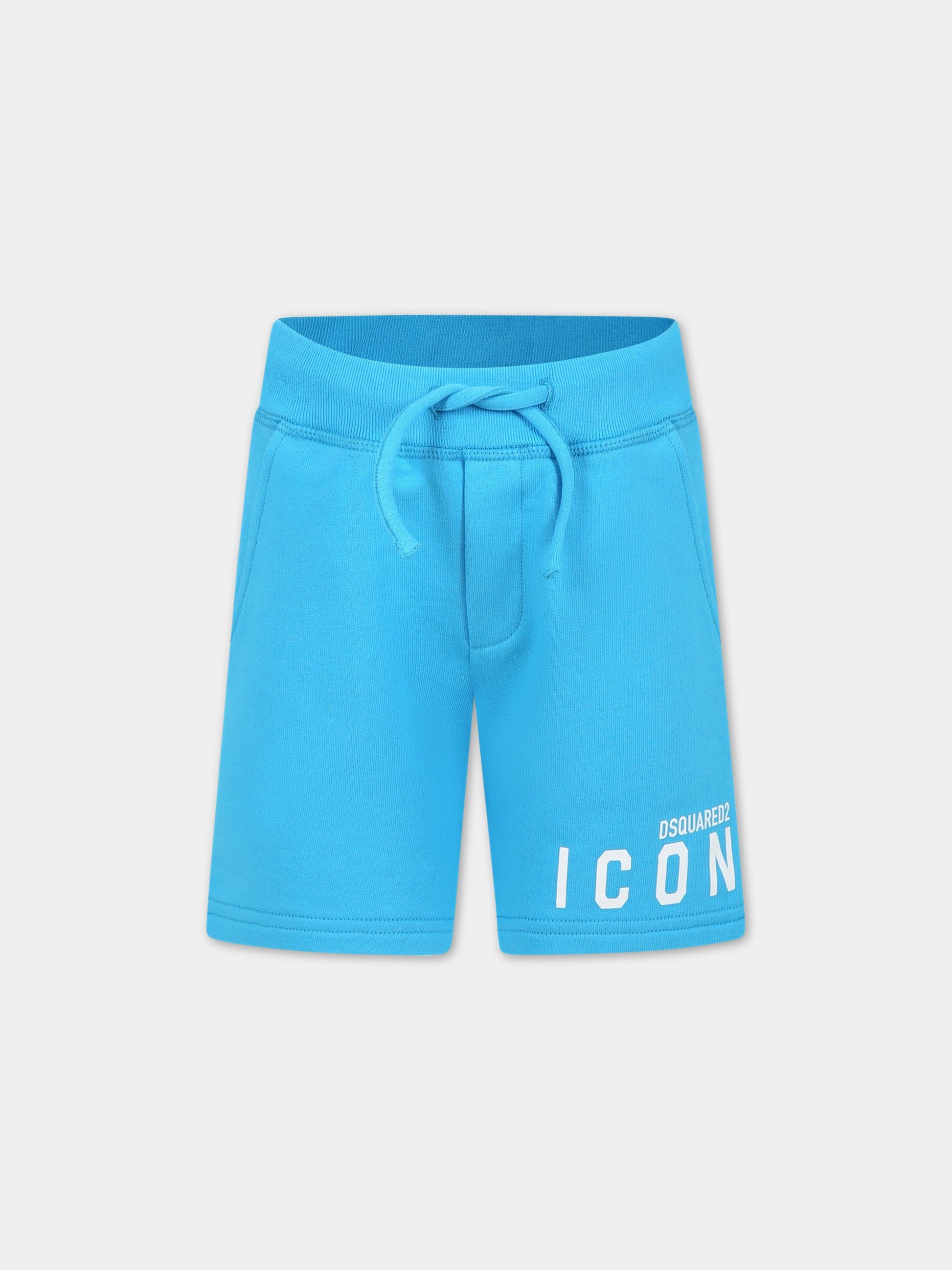 Shorts casual azzurro per bambino con logo,Dsquared2,DQ1673 D003G DQ818