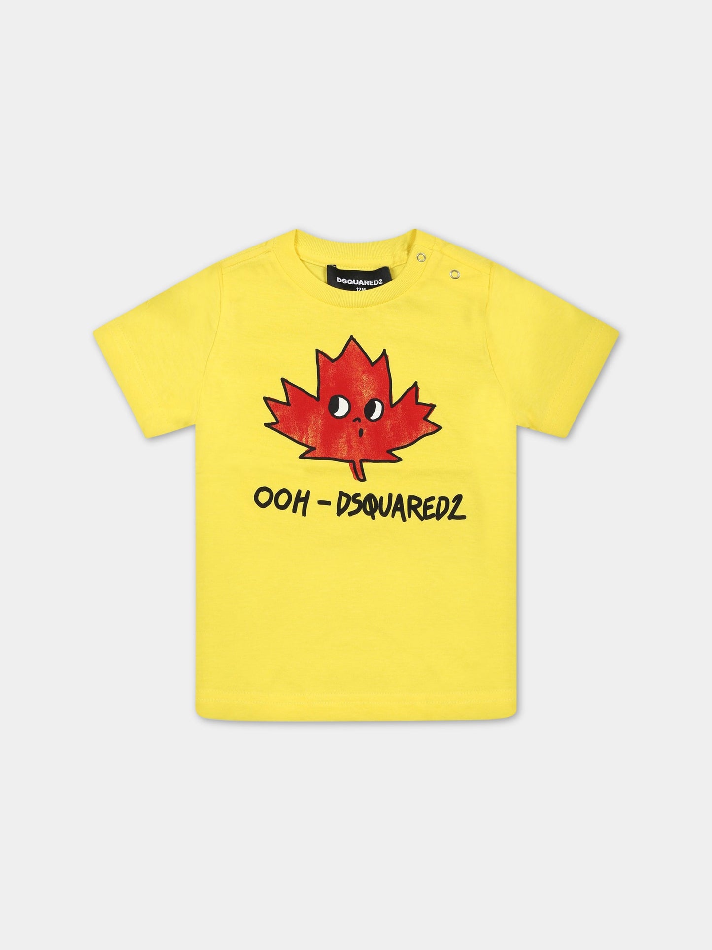 T-shirt gialla per neonato con stampa,Dsquared2,DQ1640 D004G DQ205