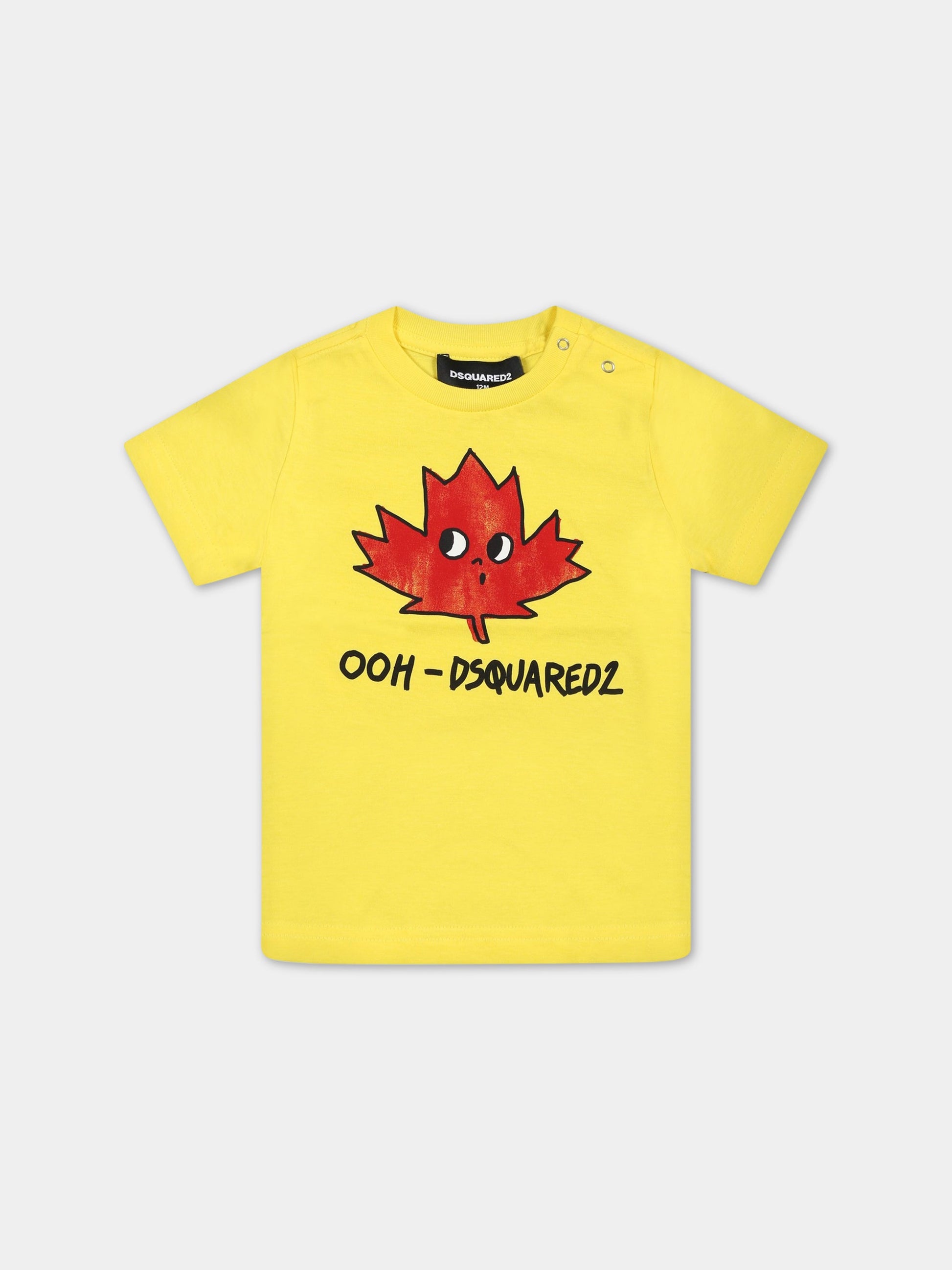 T-shirt gialla per neonato con stampa,Dsquared2,DQ1640 D004G DQ205