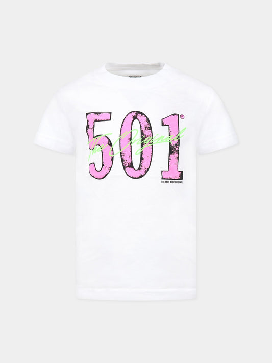 T-shirt bianca per bambina con stampa e logo,Levi's Kids,LK8EH882 8EH882 W1T