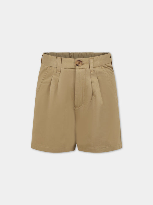 Shorts beige per bambino con logo,Bonpoint,S03BBEW00003 063