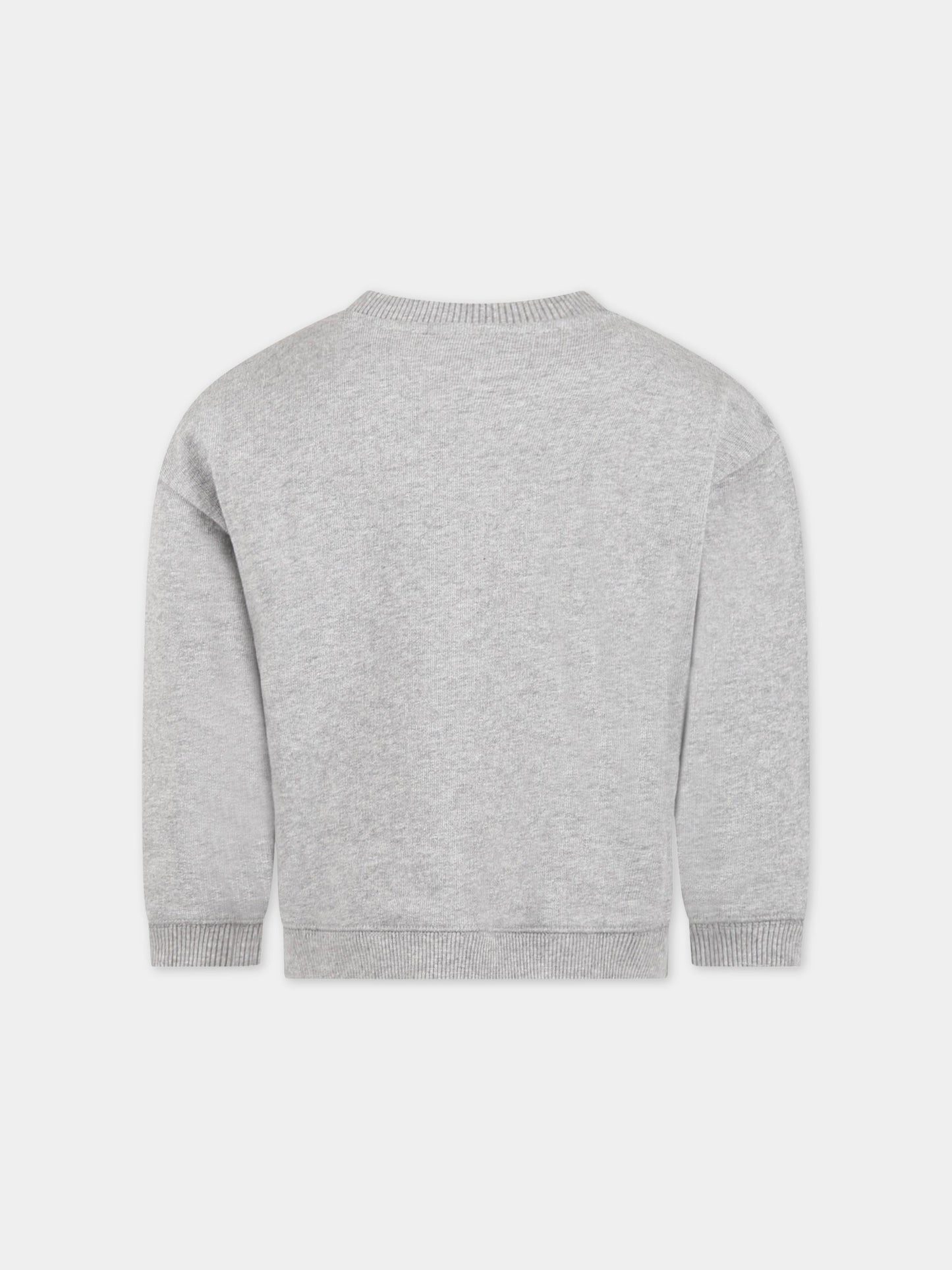 Felpa grigia per bambini con logo verde ricamato,Bonpoint,S03BSWK00002 192B